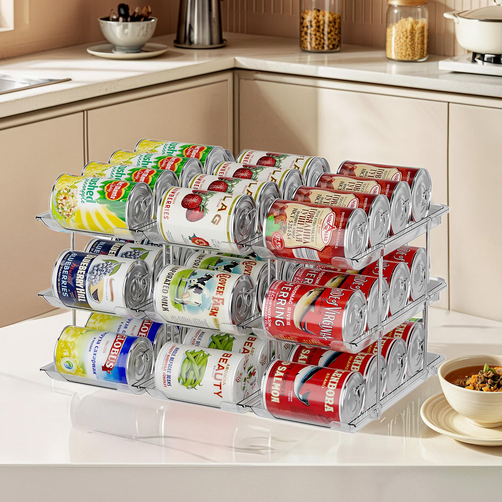 JUYUANHOM Can Organizer for Pantry, 3Tier Combinable Can Rack