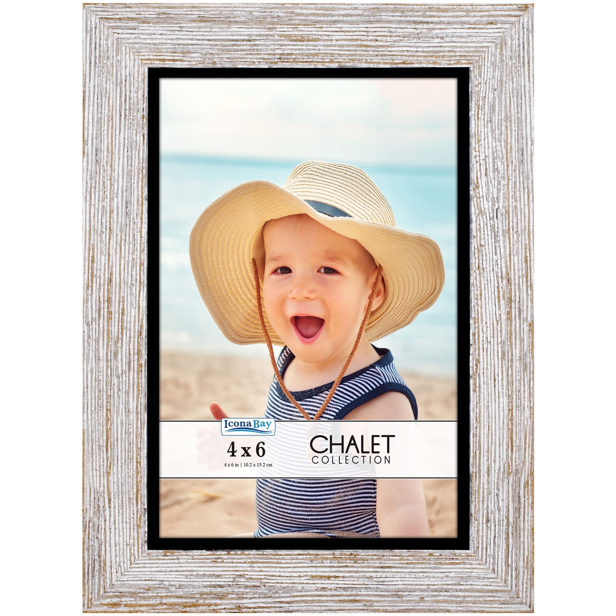 Icona Bay 4x6 Transom Brown Picture Frame, Rustic Casual Style 4 x 6 Photo Frame, Table Top or Wall Mount, Chalet Collection