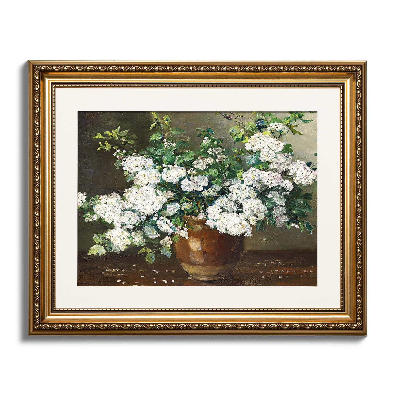 Arpeotcy Vintage Floral Gold Framed Wall Art, Nature Flowers Retro Paintings, Canvas Prints Artwork With Antique Frame, Victoria