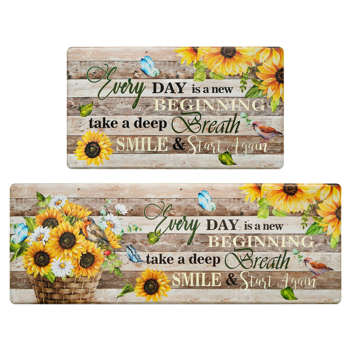 Likiyol Sunflower Kitchen Rugs Set Of 2 Farmhouse Kitchen Mats For Floor Anti Fatigue Mats For Kitchen Floor, Butterfly Floral K