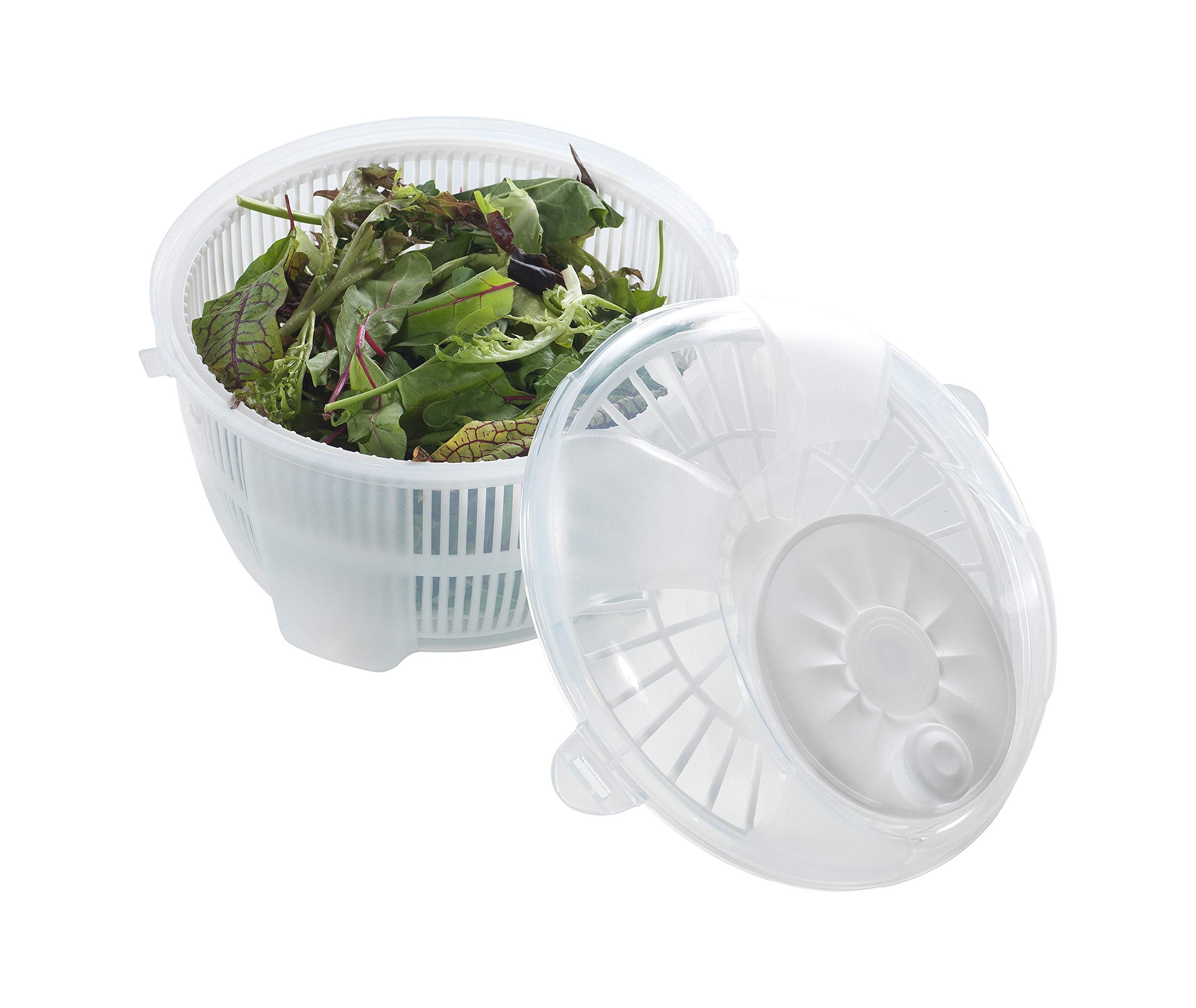 Mabel Home Salad Spinner, Salad Tosser And Mixer, 5,5 Quart, Vegetable Spinner -Extra Salt&Pepper Shaker Inc. (White)