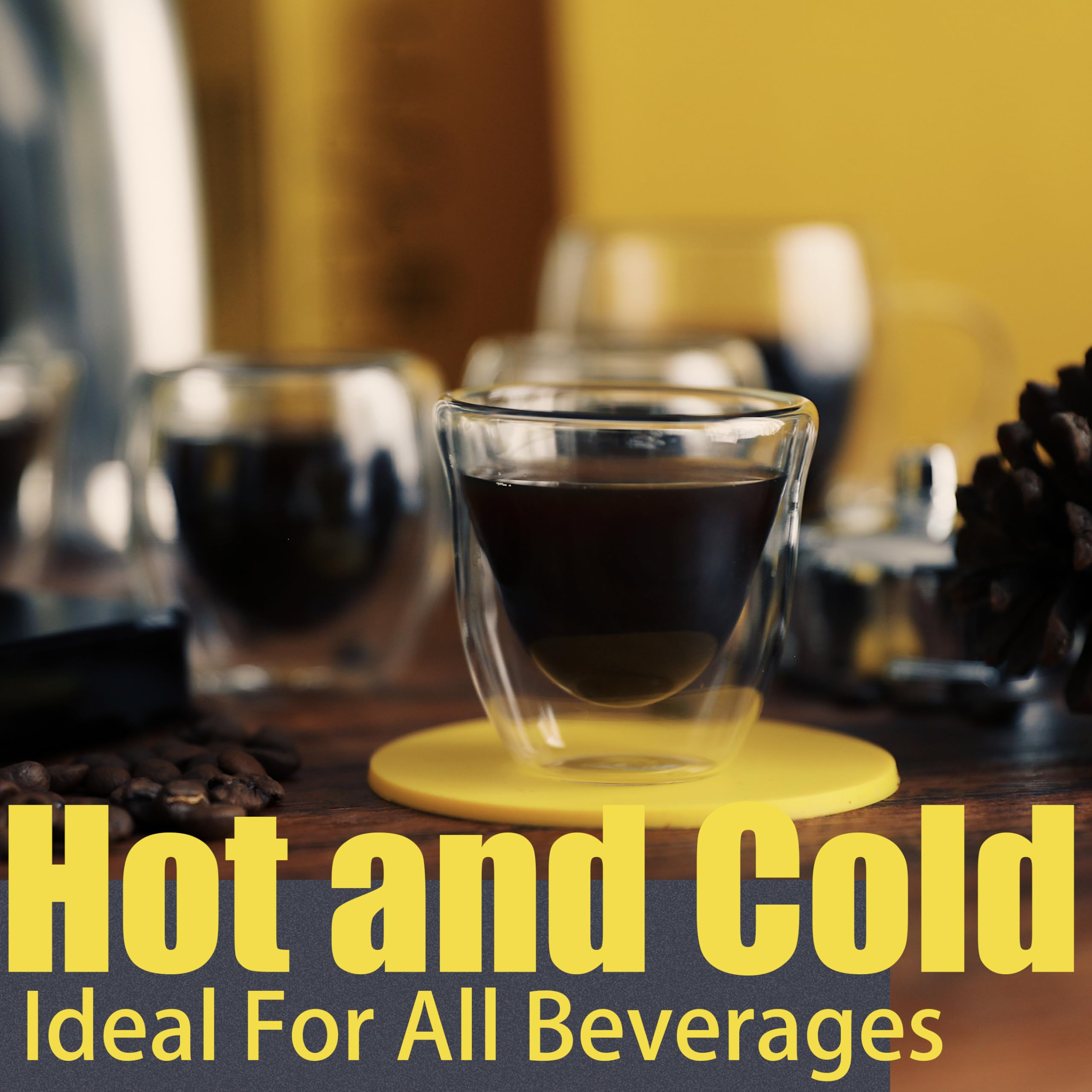 Punpun Espresso Cups Glass For Coffee, Clear Coffee Cups, Double Wall Clear Thermo Glass, Espresso Shot Glass, Coffee Cups (2.0