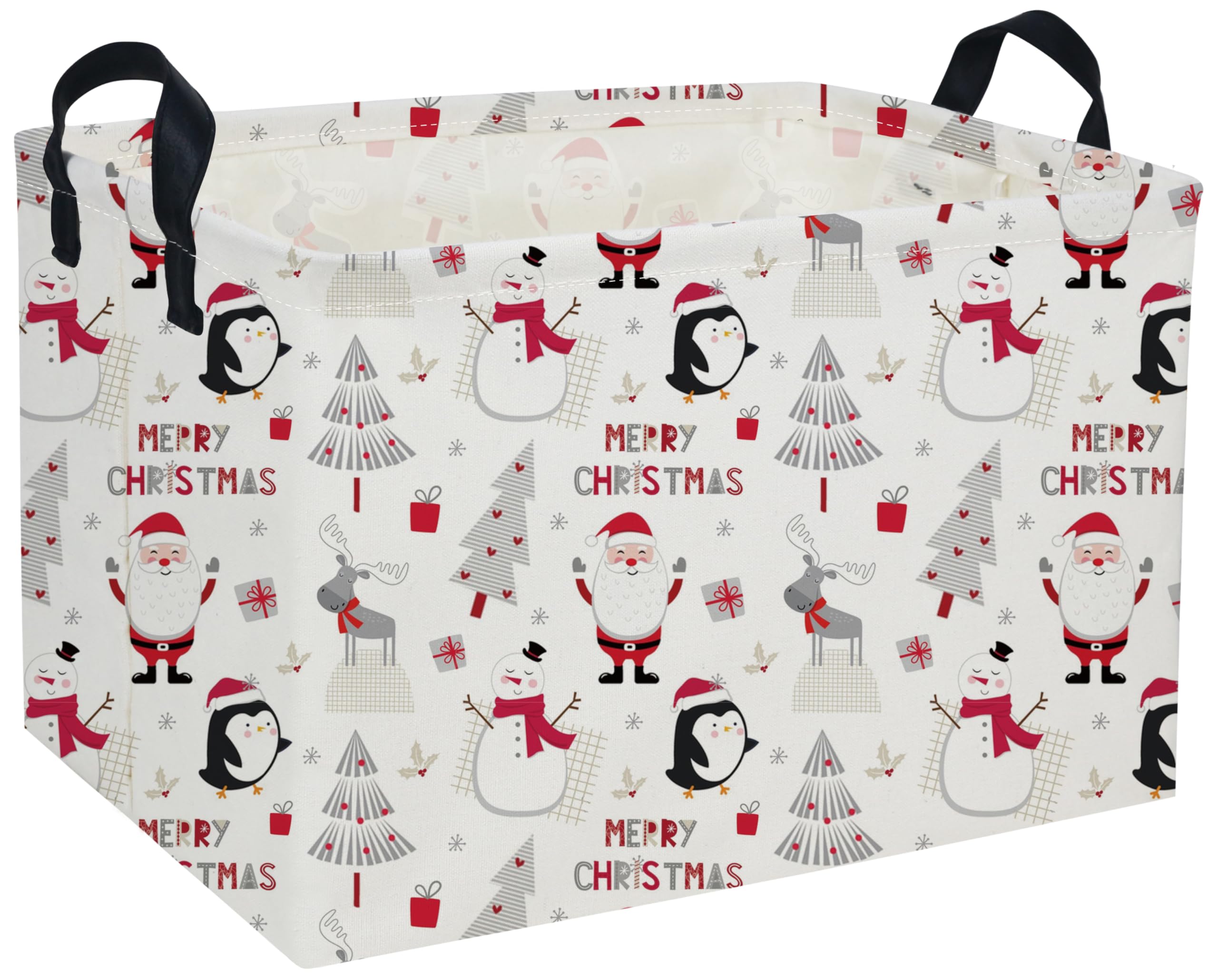 DDBASKET Rectangle Christmas Baskets Snowflake Basket Cute Storage Bin Organizer Box for Room Decor Gift Basket(Cute Christmas)