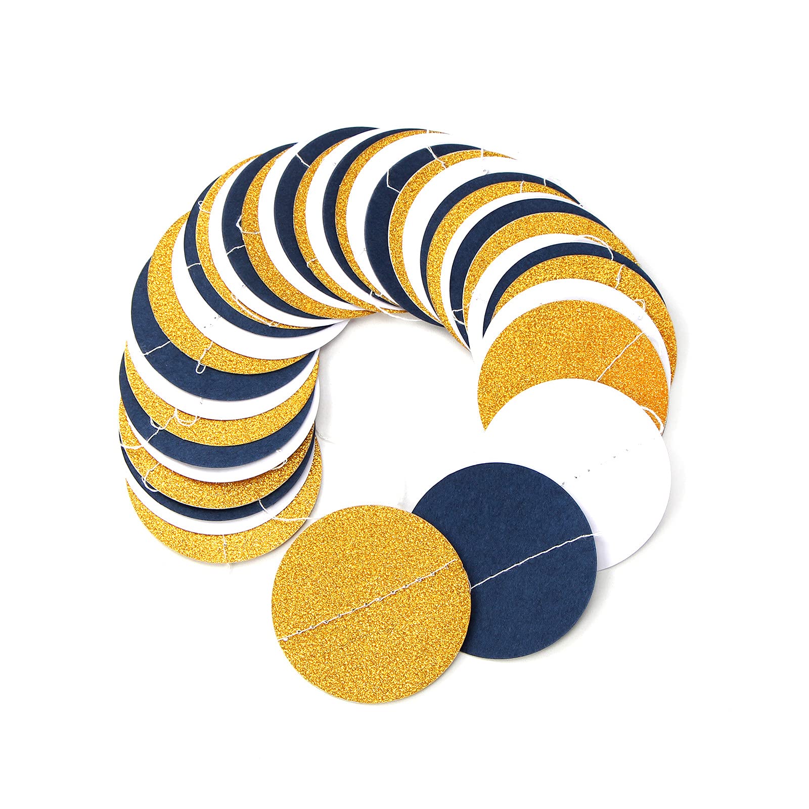 Navy-Blue White-Gold Party-Decorations Streamers Garland - 52Ft Graduation 2023 Glitter Hanging Paper Banner, Men Boy Birthday N