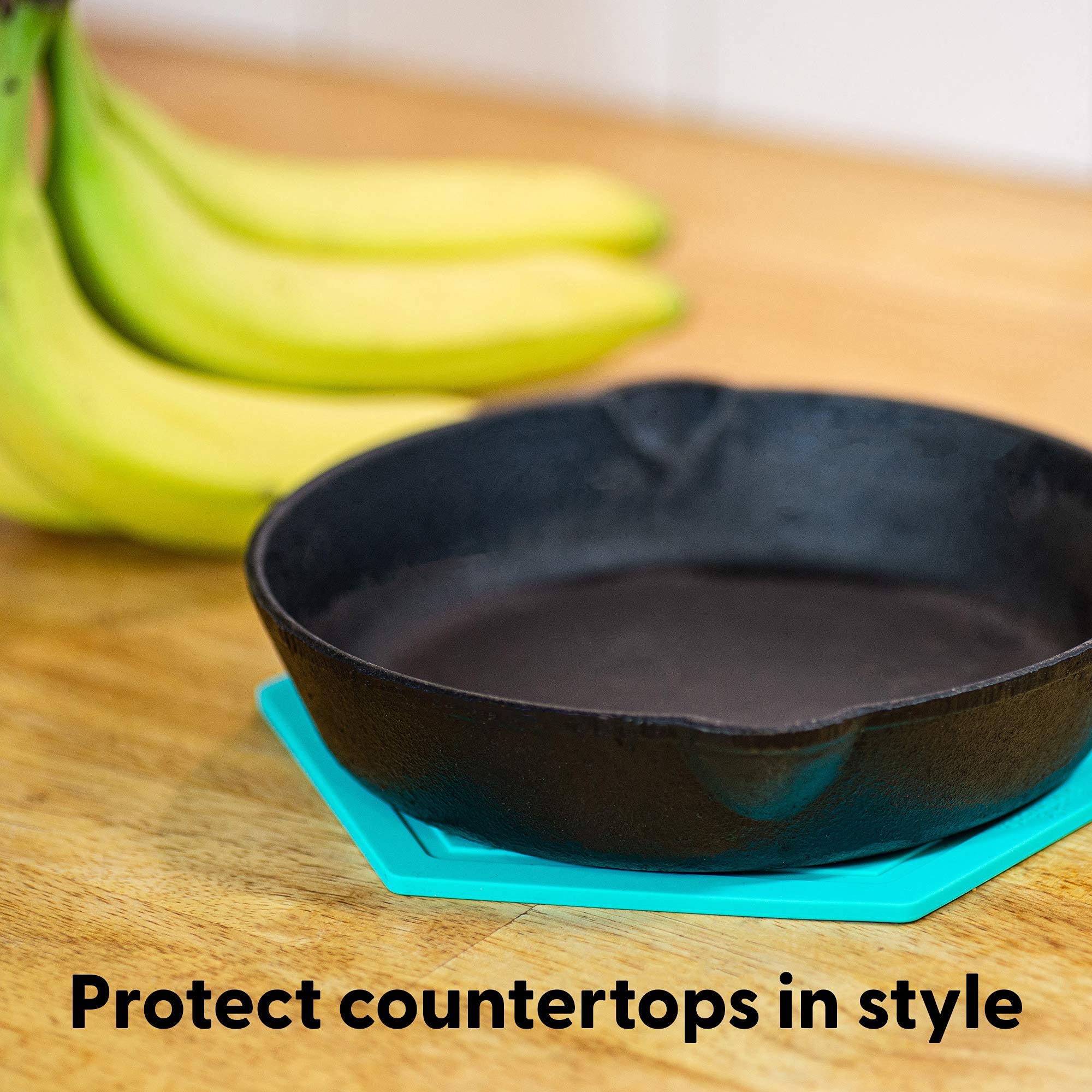 Shinemade Trivet Mat, Set Of 3 Silicone Pot Holder, Hot Pads, Potholder For Pots And Pans (Green Monstera)