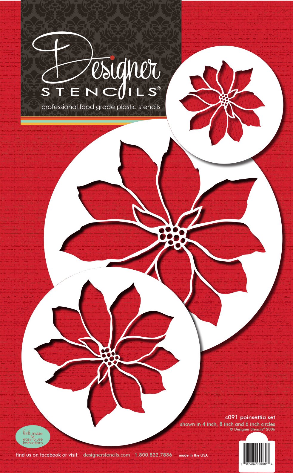 Designer Stencils Poinsettia Cake Stencil, Beige/Semi-Transparent