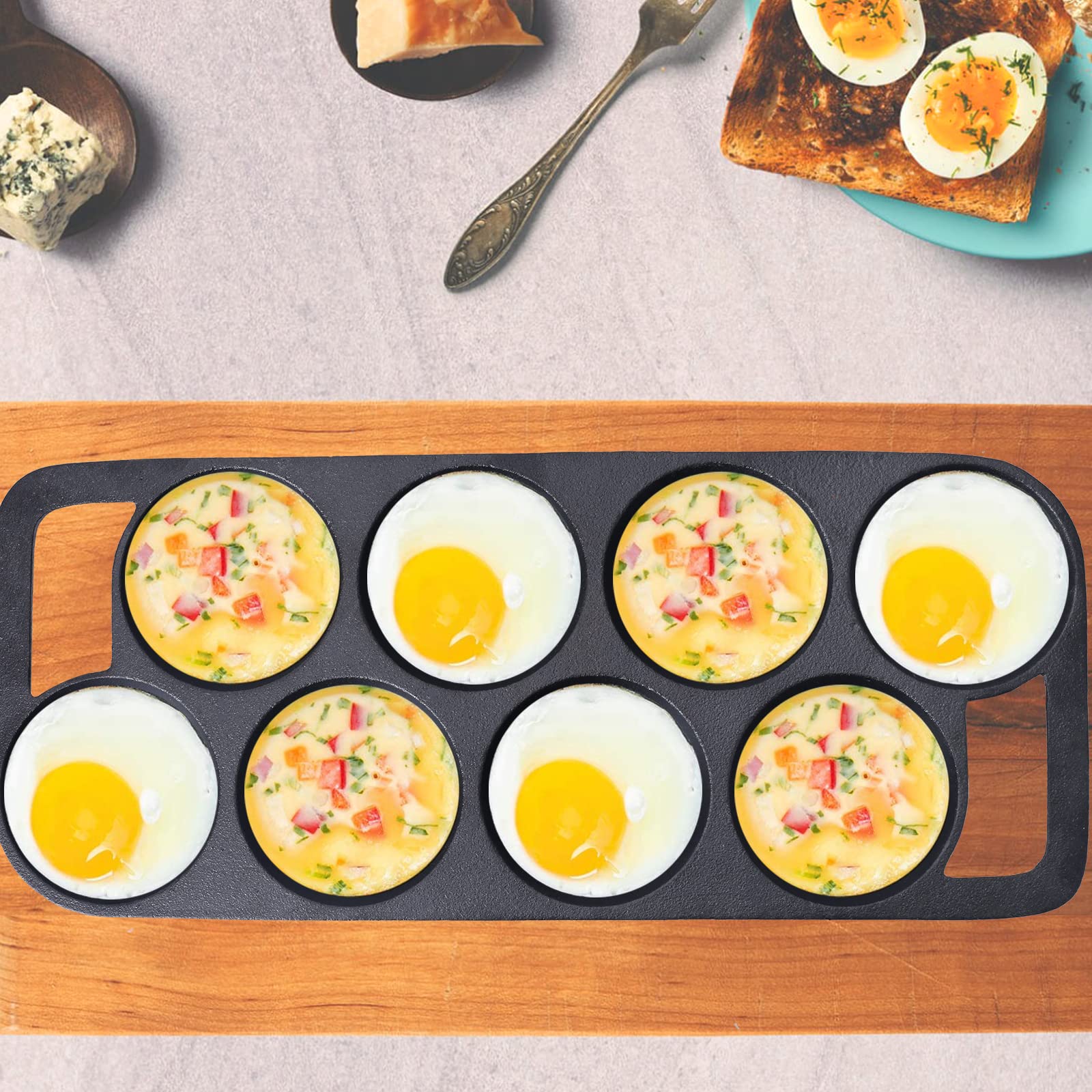 Yoloplus+ Pre-Seasoned Cast Iron Cake Pan Mini Cake Pan Cast Iron Biscuit Pan, Cast Iron Cookware For Biscuits, Muffins, And Sco
