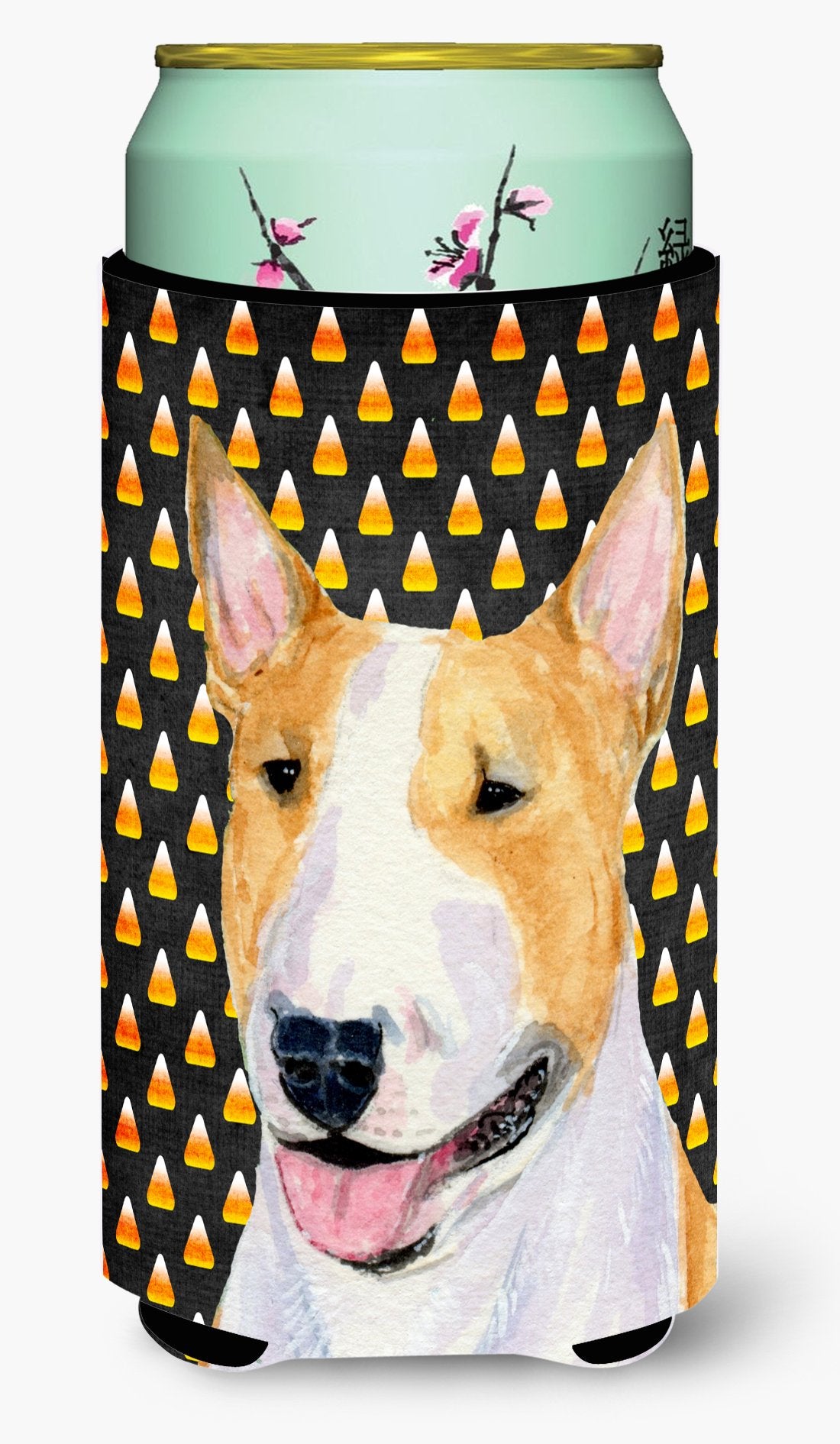 Caroline'S Treasures Ss4289Tbc Bull Terrier Candy Corn Halloween Portrait Tall Boy Hugger Can Cooler Sleeve Hugger Machine Washa