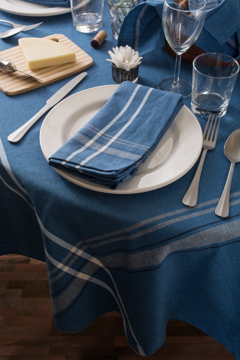 DII Blue French Chambray Tablecloth