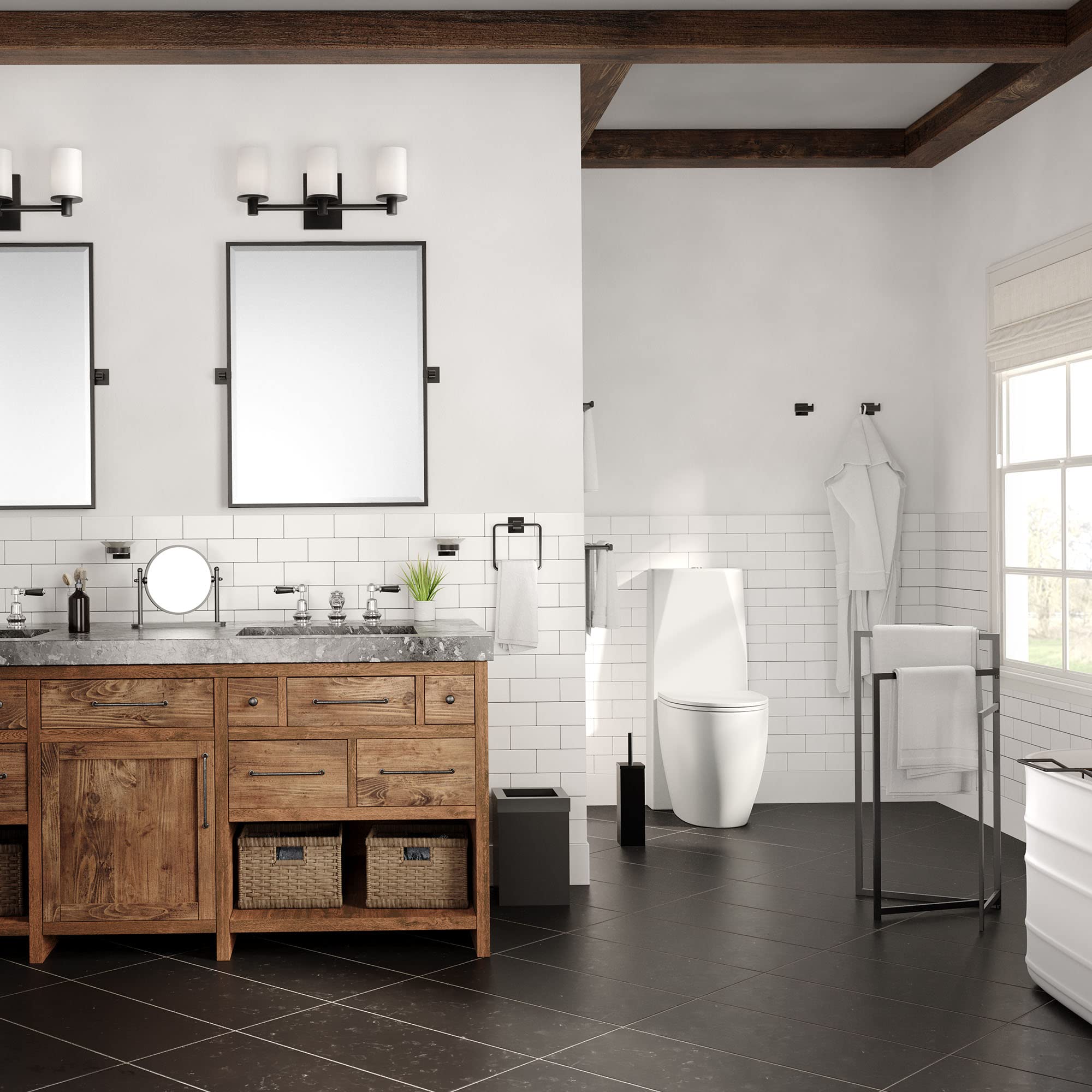 Gatco 1488Mx Elegant Square Toilet Brush Holder, Matte Black