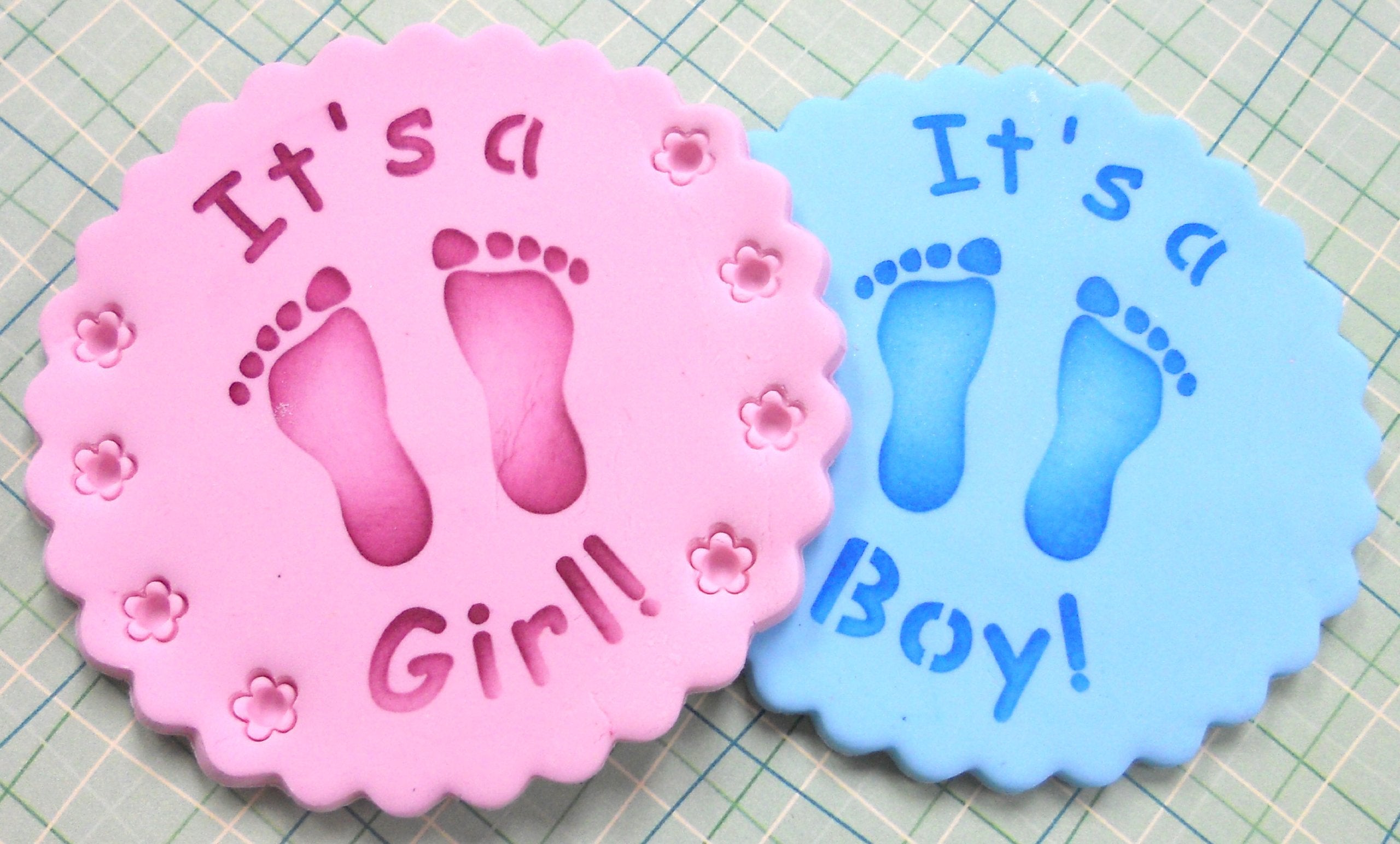 Designer Stencils C064 It'S A Boy/Girl Cookie Stencil - 3.5 Inch, Beige/Semi-Transparent