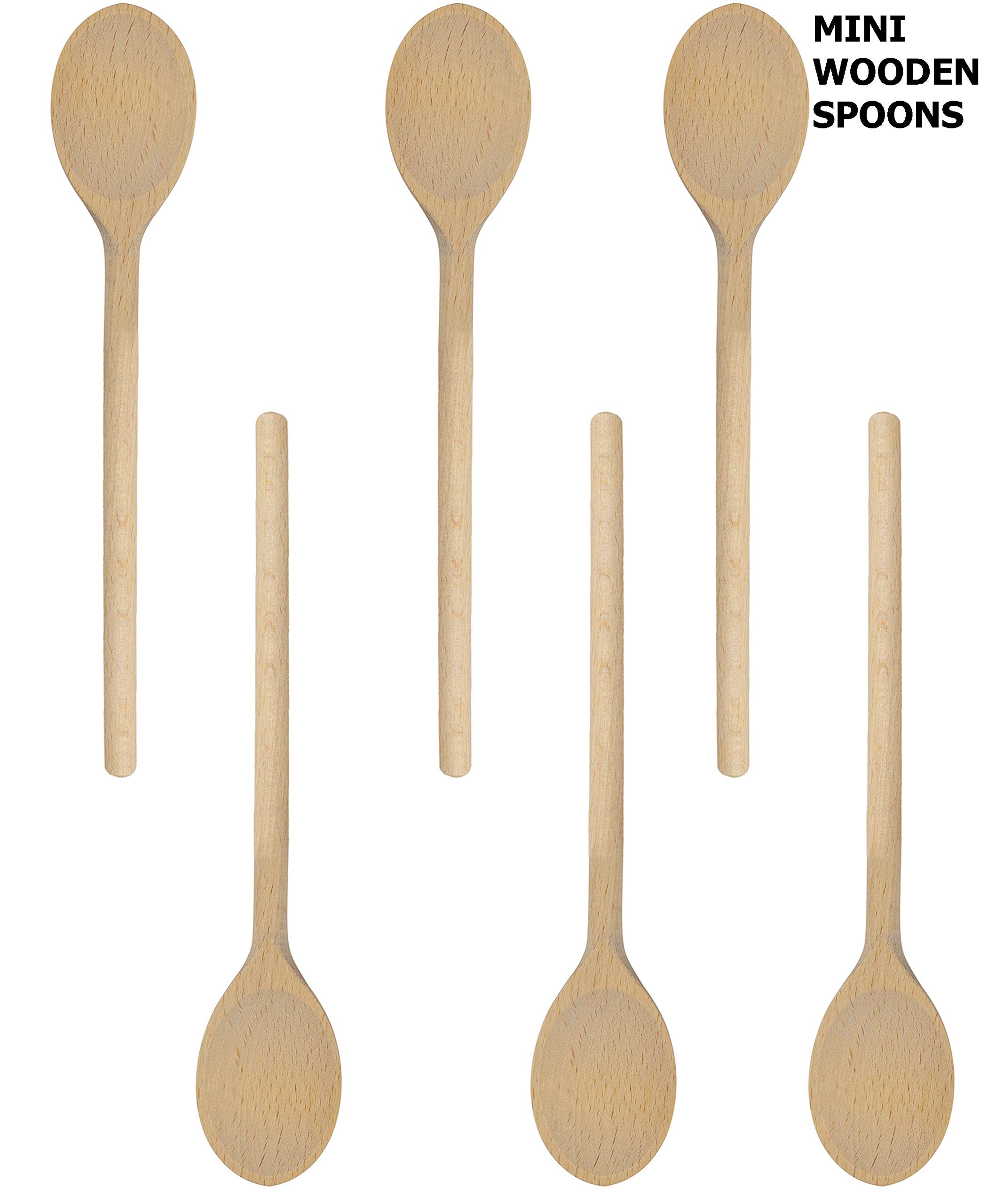 Bicb Mini 8-Inch Long Wooden Spoons, Oval Wood Mixing Spoons For Baking, Stirring -Sauce Spoons Made Of Natural Beechwood - Set