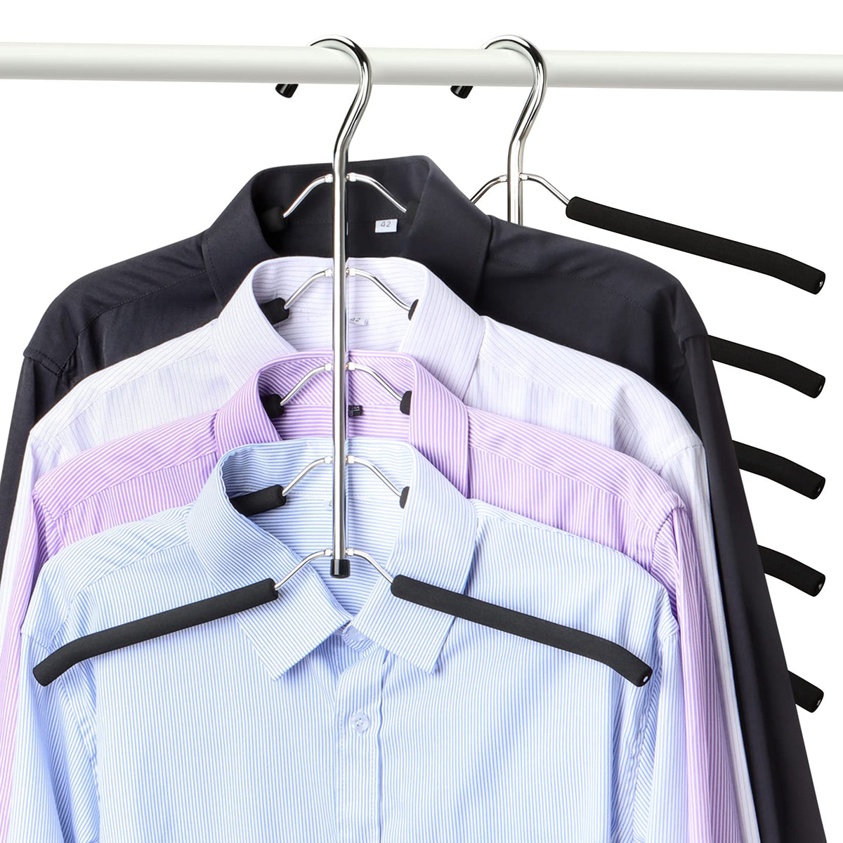Hangers Space Saving Clothes Hanger 2 Packs Swing Arm Non Slip Padded Coat Hanger 5 Layers Heavy Duty Stainless Steel Sweater Sh