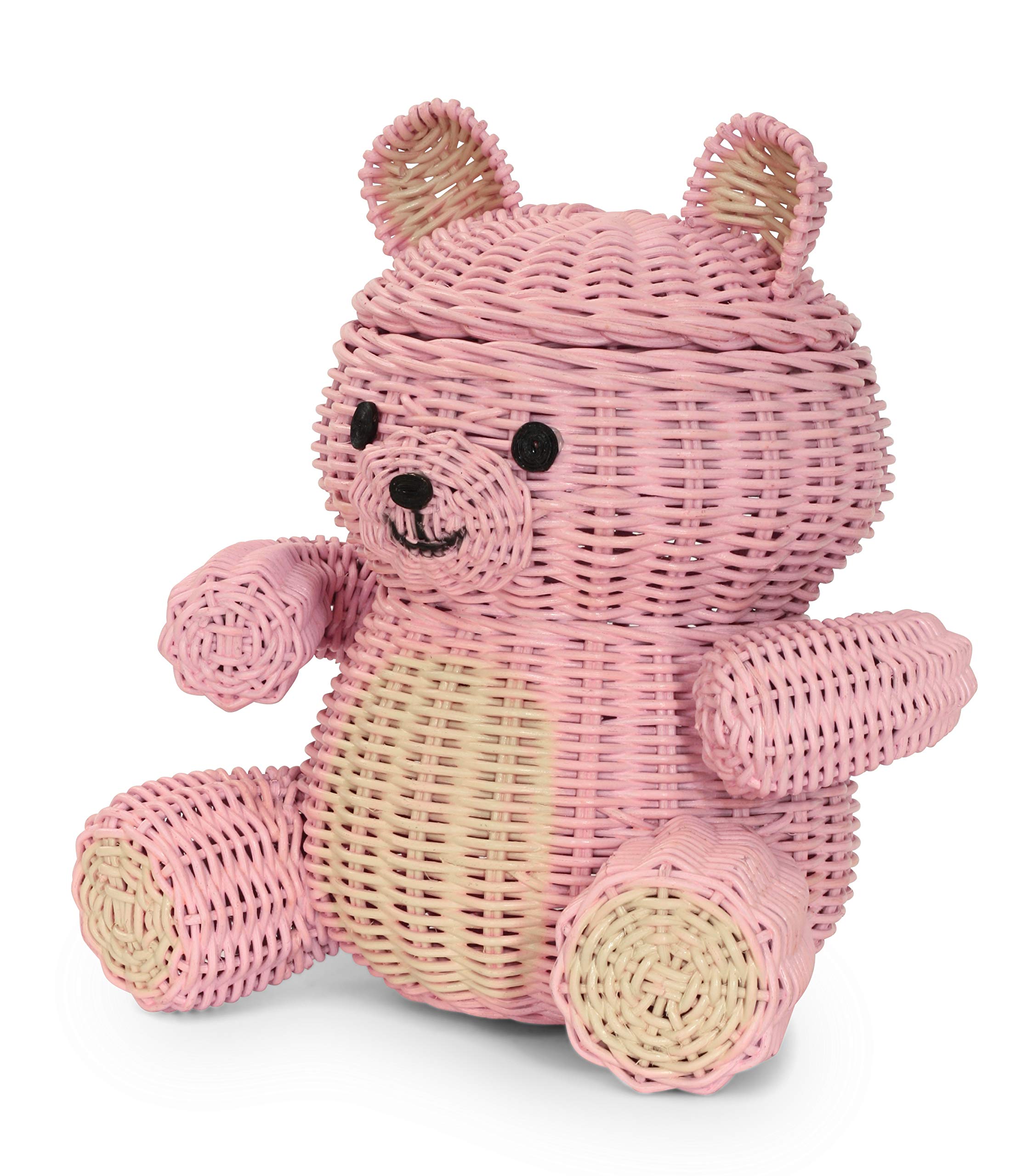G6 Collection Large Bear Rattan Storage Basket With Lid Decorative Bin Home Decor Hand Woven Shelf Organizer Cute Handmade Handc