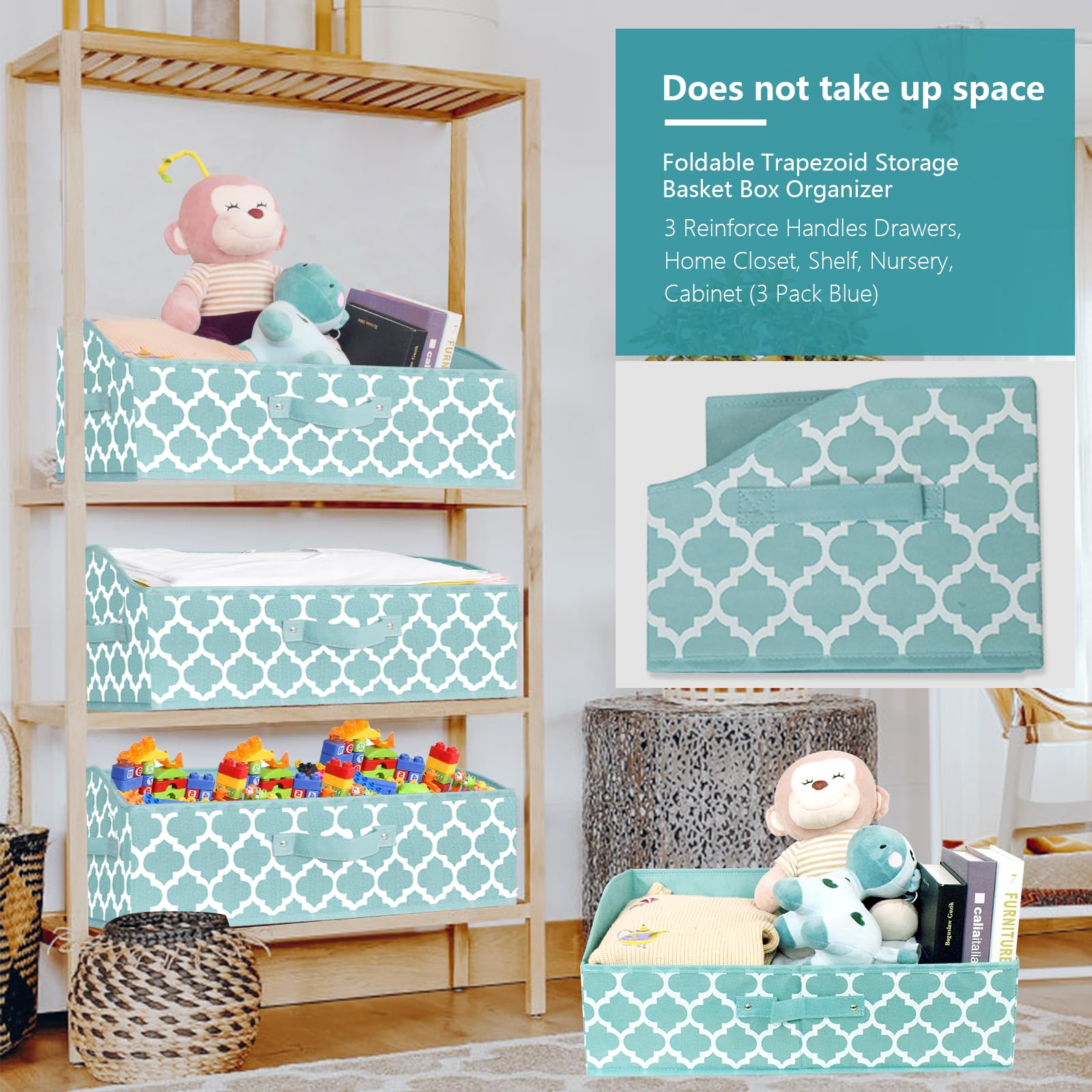 Homyfort Closet Storage Bins, Fabric Organizer Baskets With Handles, Trapezoid Storage Boxes For Organizing, Organization Basket