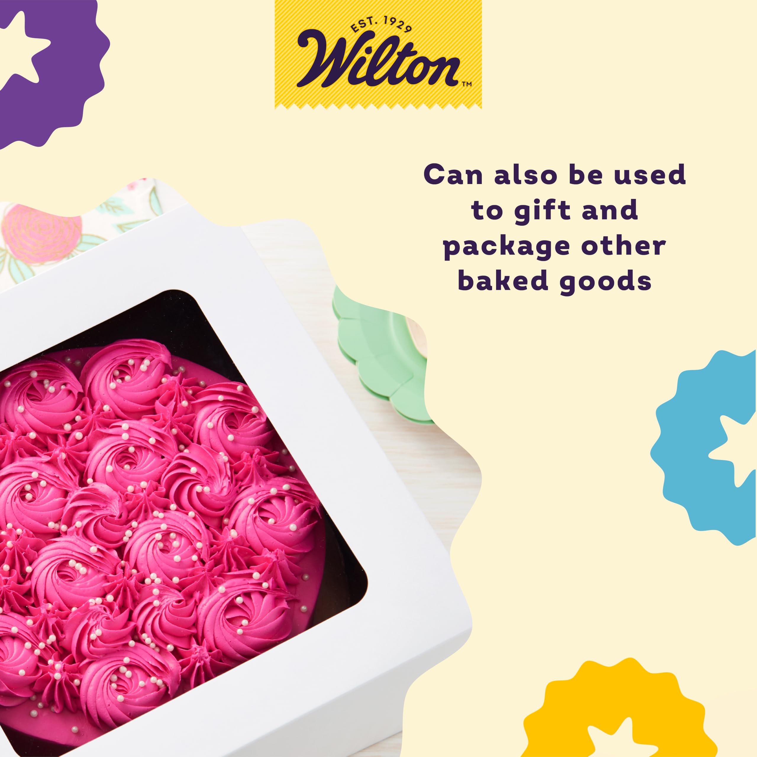 Wilton 12-Inch Cake Boxes With Windows For 10-Inch Cakes, White, Sturdy Cardboard, 6-Count