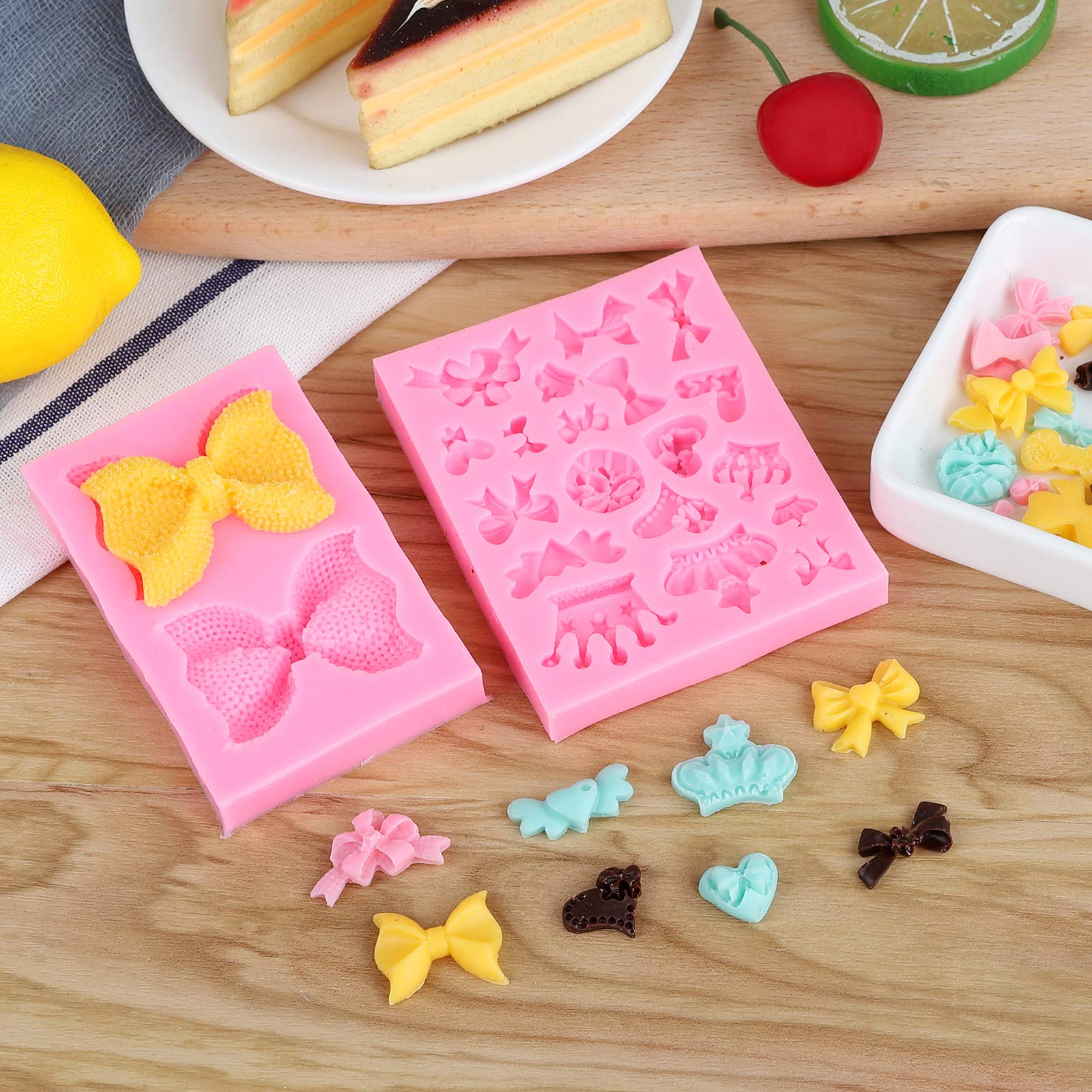 Bow Silicone Fondant Mold Crown Chocolate Candy Mold Cupcake Top Decoration, Pastry, Biscuit Decoration, Chocolate, Jewelry, Diy