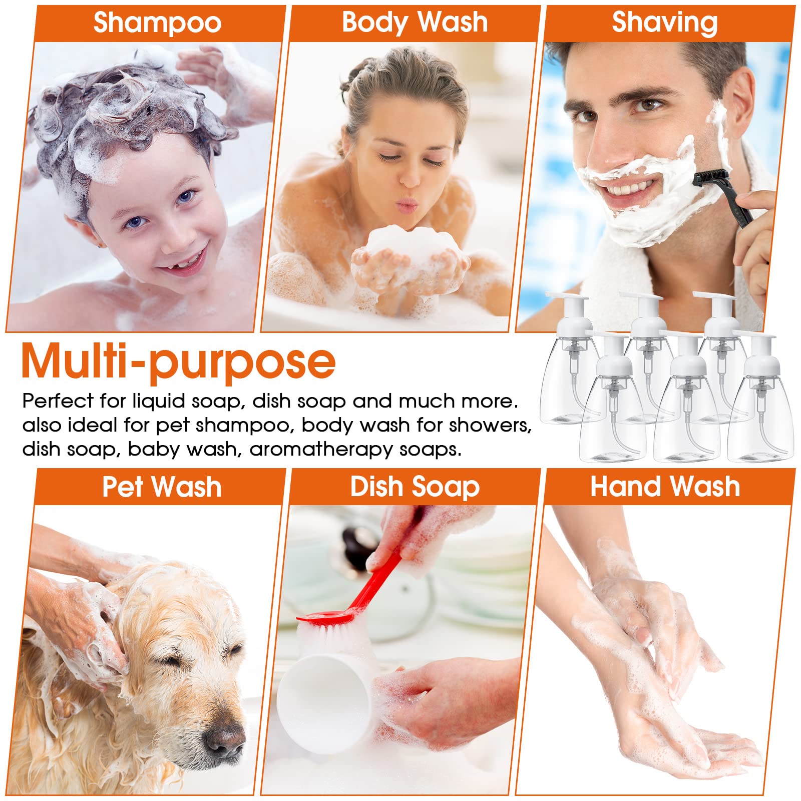 24 Pcs Foaming Pump Bottle Foaming Soap Dispensers Pump Bottles Hand Soap Pump Foam Dispenser Bottle Plastic Press Bottles Empty