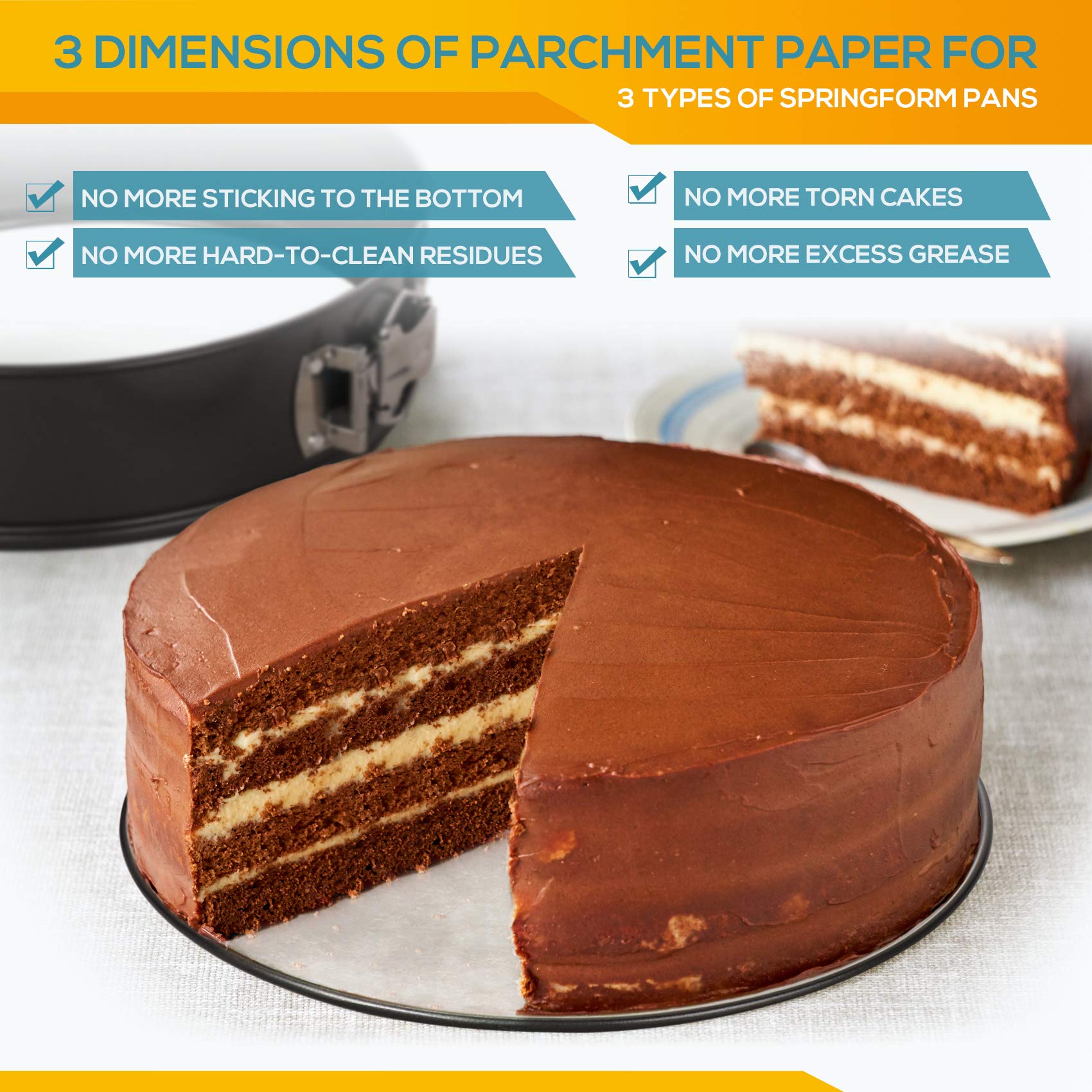 Hiware Springform Pan Set Of 3 Non-Stick Cheesecake Pan, Leakproof Round Cake Pan Set Includes 3 Pieces 6'' 8'' 10'' Springform