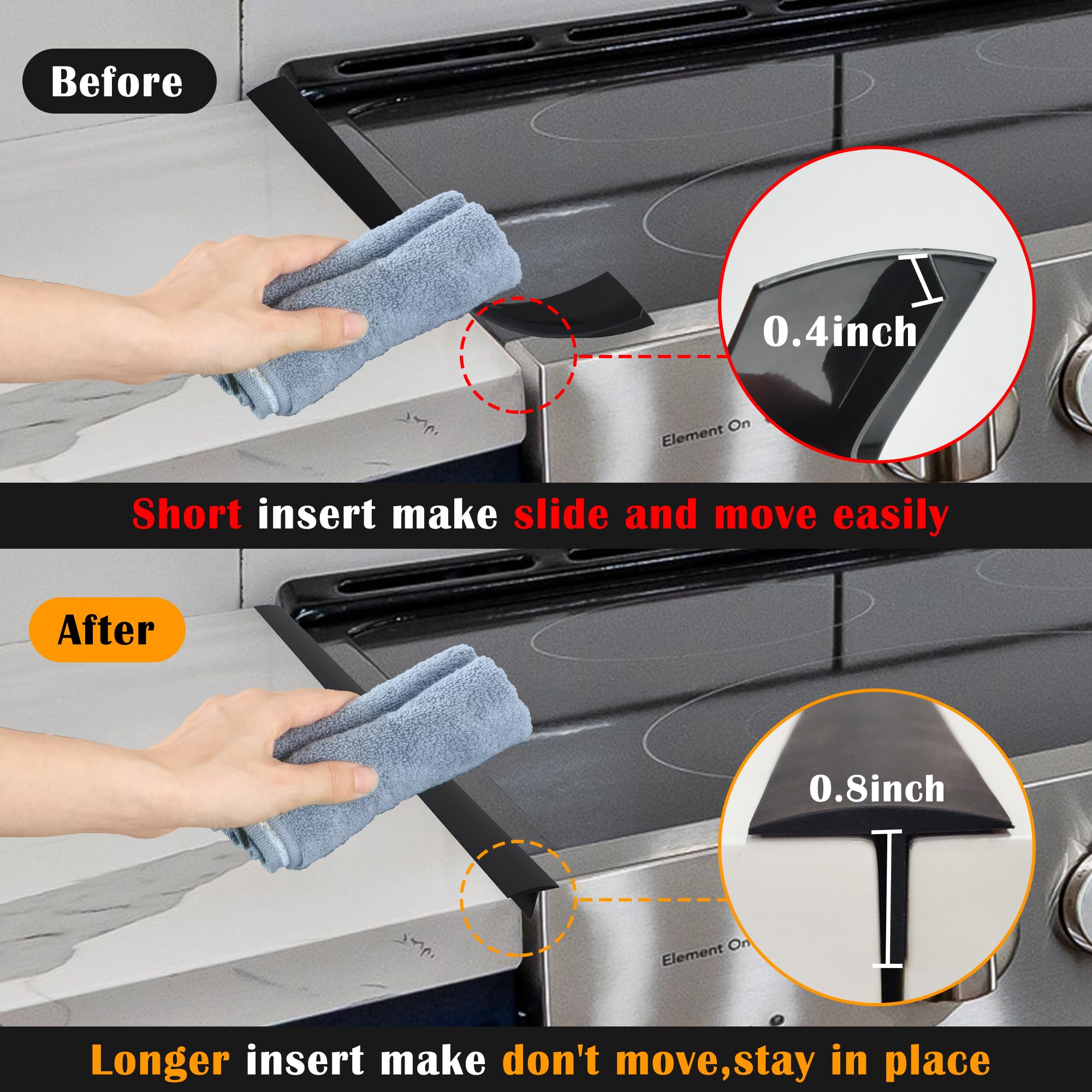 Kindga Stove Gap Covers, Silicone Counter Gap Filler For Stove, 30 Inches Can Be Cut To Any Size For 4-25Mm Gap, Seal Spills Bet