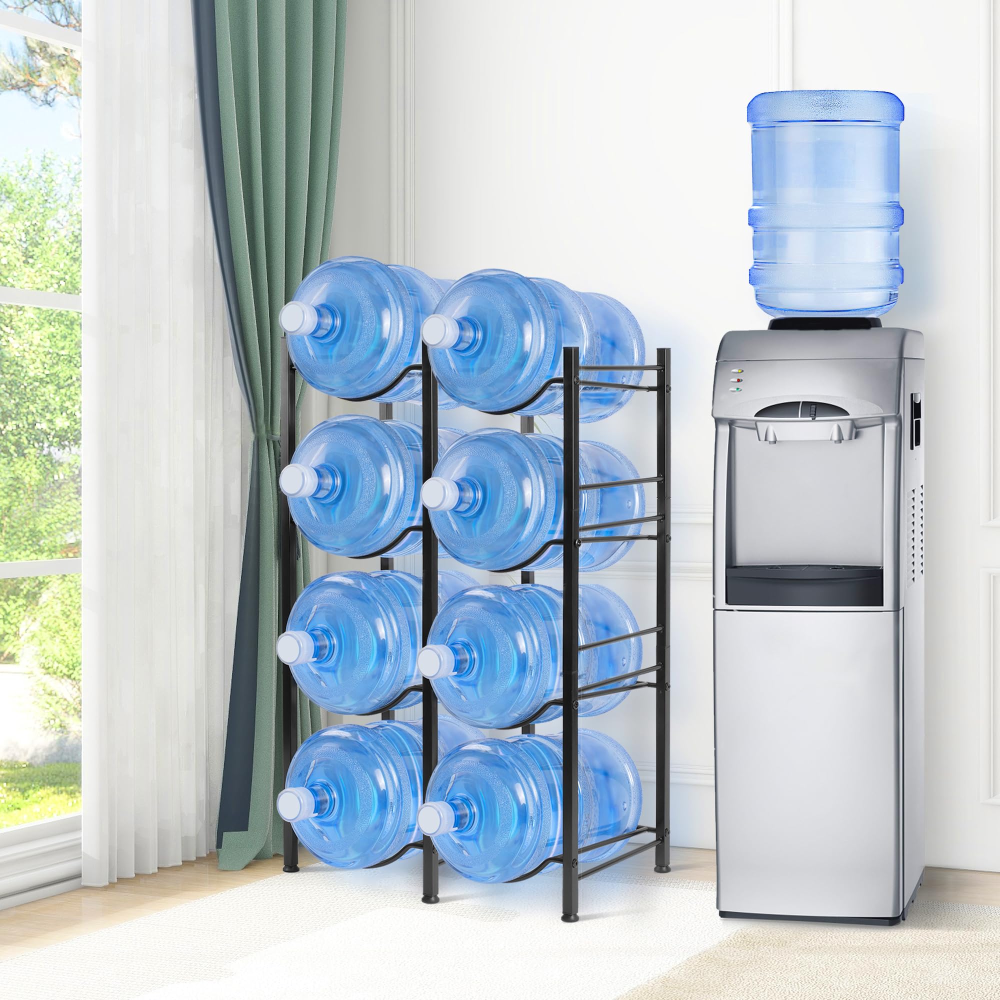 Klvied 5 Gallon Water Jug Holder,4-Tier Heavy Duty Water Jug Rack For Water Bottle Organizer, Detachable Water Bottle Storage Ra