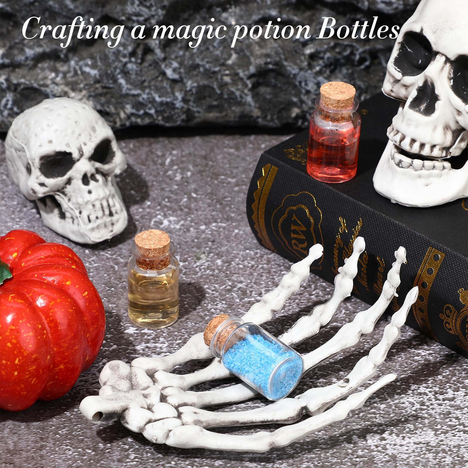 Bokon 50 Packs Mini Plastic Bottles with Corks Stoppers Eye Screws Funnels Small Potion Bottles Tiny Clear Sand Art Jar Wishing