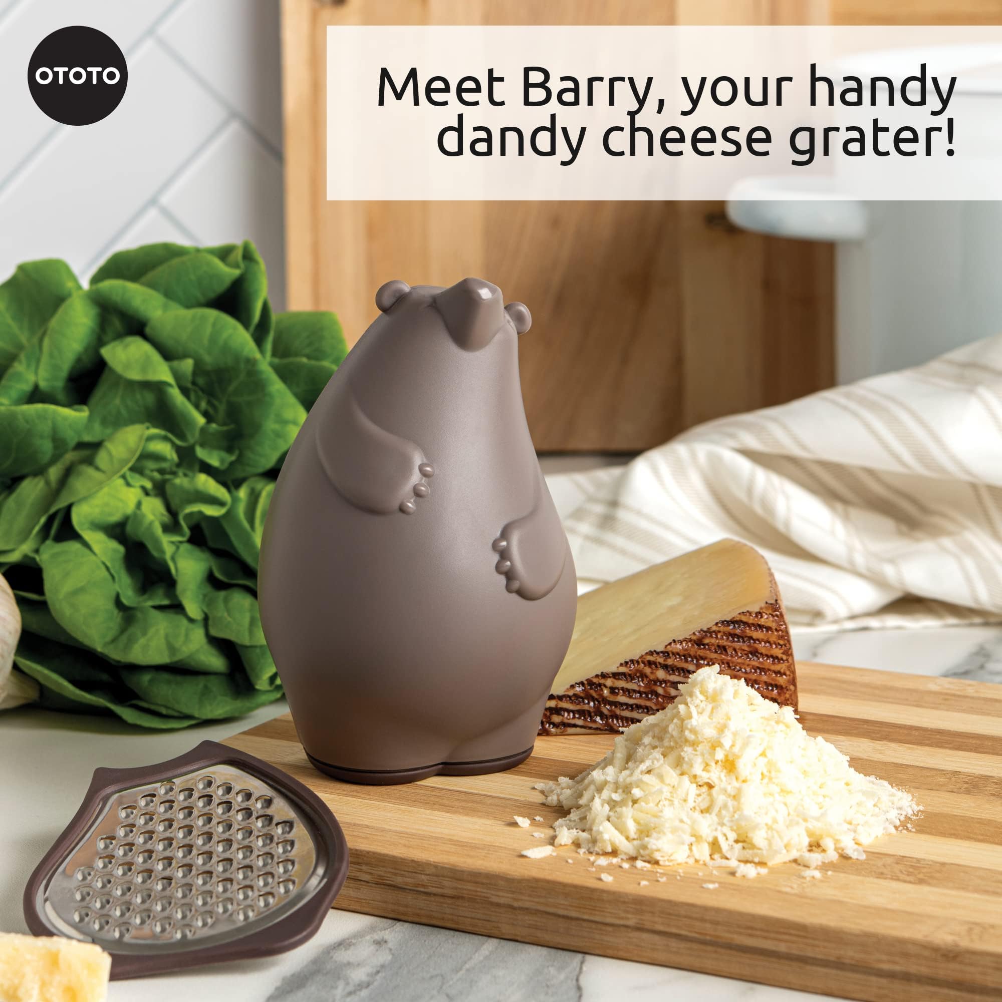 Ototo Barry The Bear Box Cheese Grater - Compact Stainless Steel Grater, Kitchen Grater, Cheese Shredder, Vegetable Grater, Food