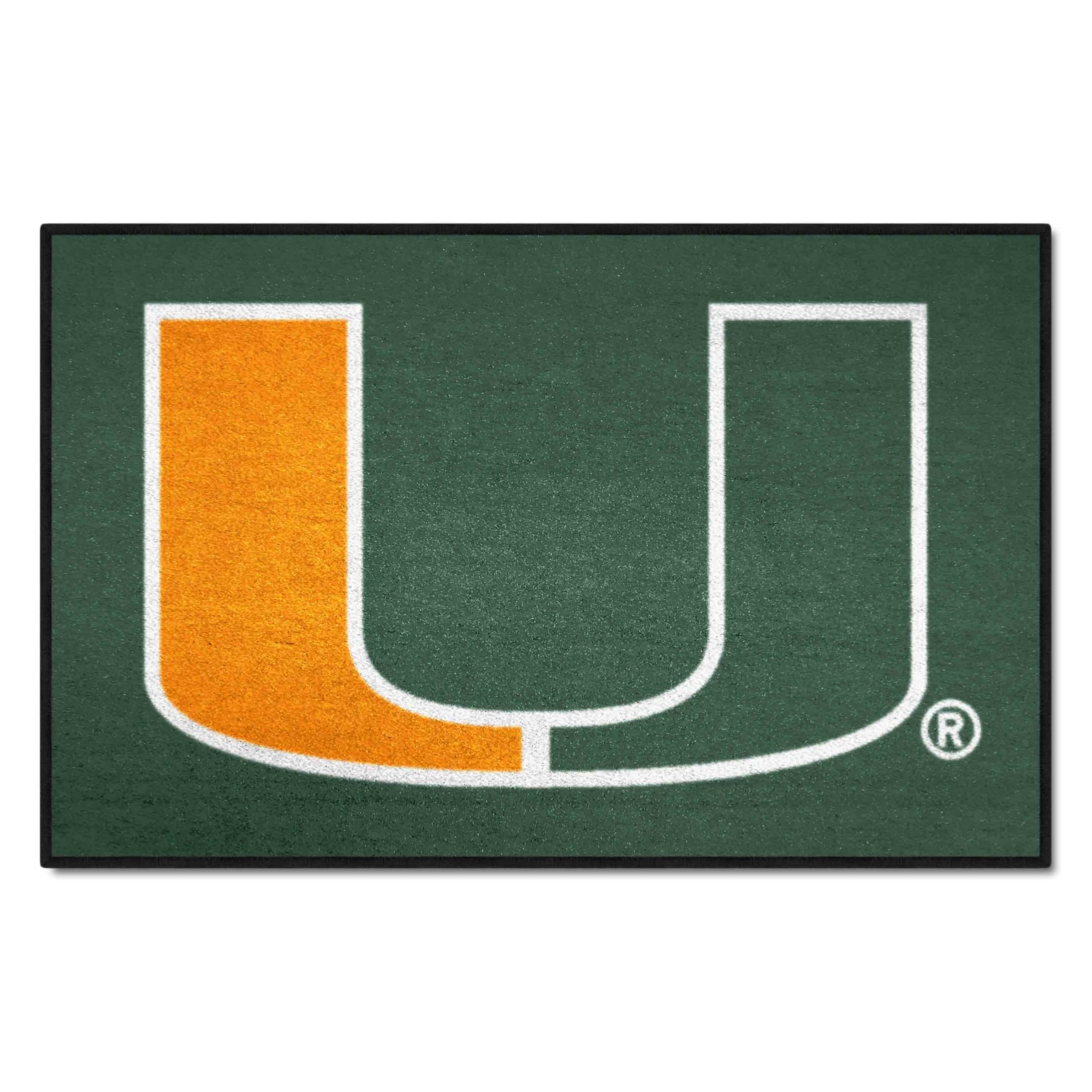 FANMATS NCAA University of Miami Hurricanes Nylon Face Starter Rug , 19x30