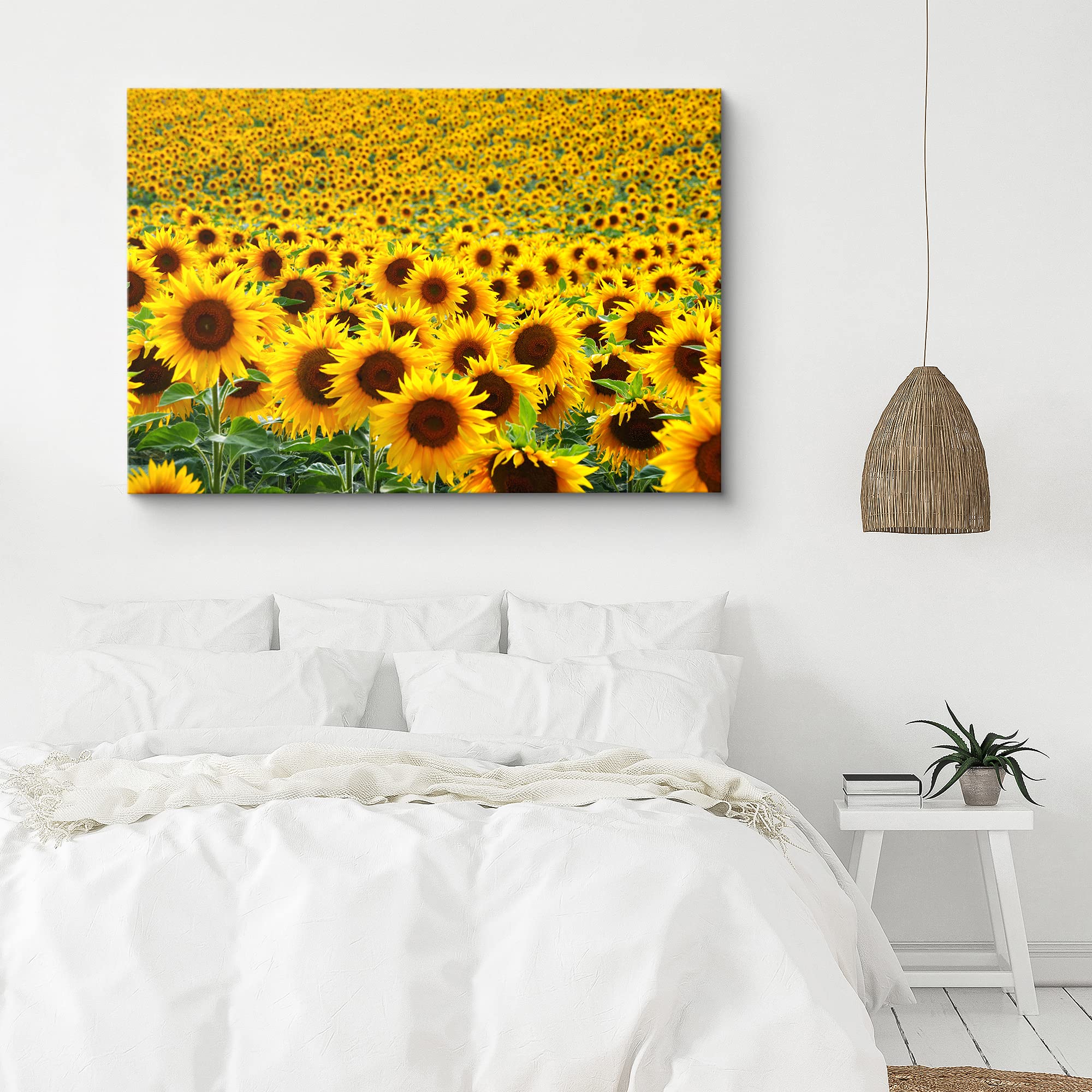 Signford Canvas Print Wall Art Hundreds Of Sunflowers In Field Floral Plants Photography Realism Contemporary Scenic Colorful Mu