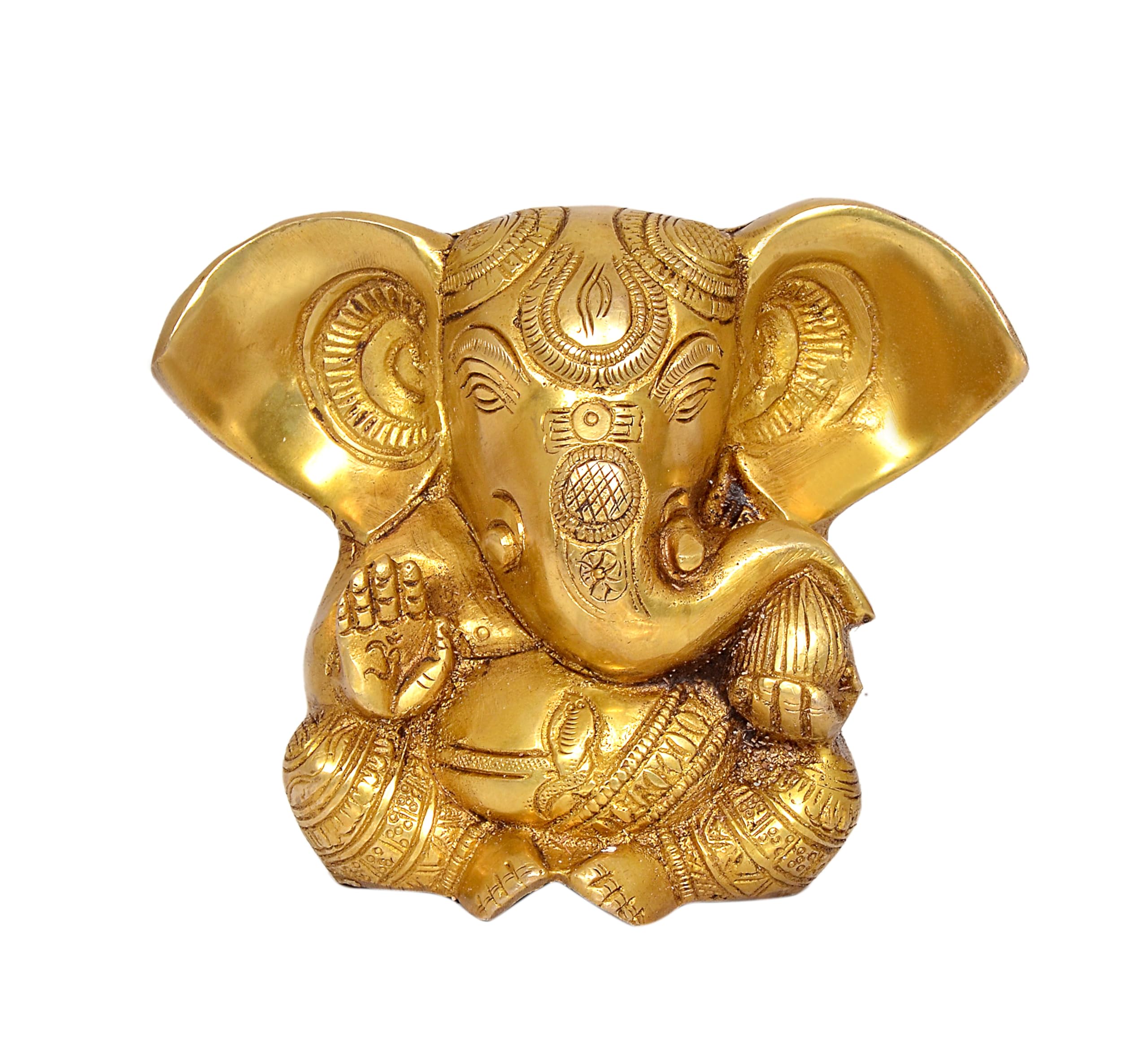 Dattatreya Brass Lord Ganesha Idol Ganesh Statue Decorative Sculpture For Home Decor Office Mandir Pooja Showpiece (Height 5 Inc