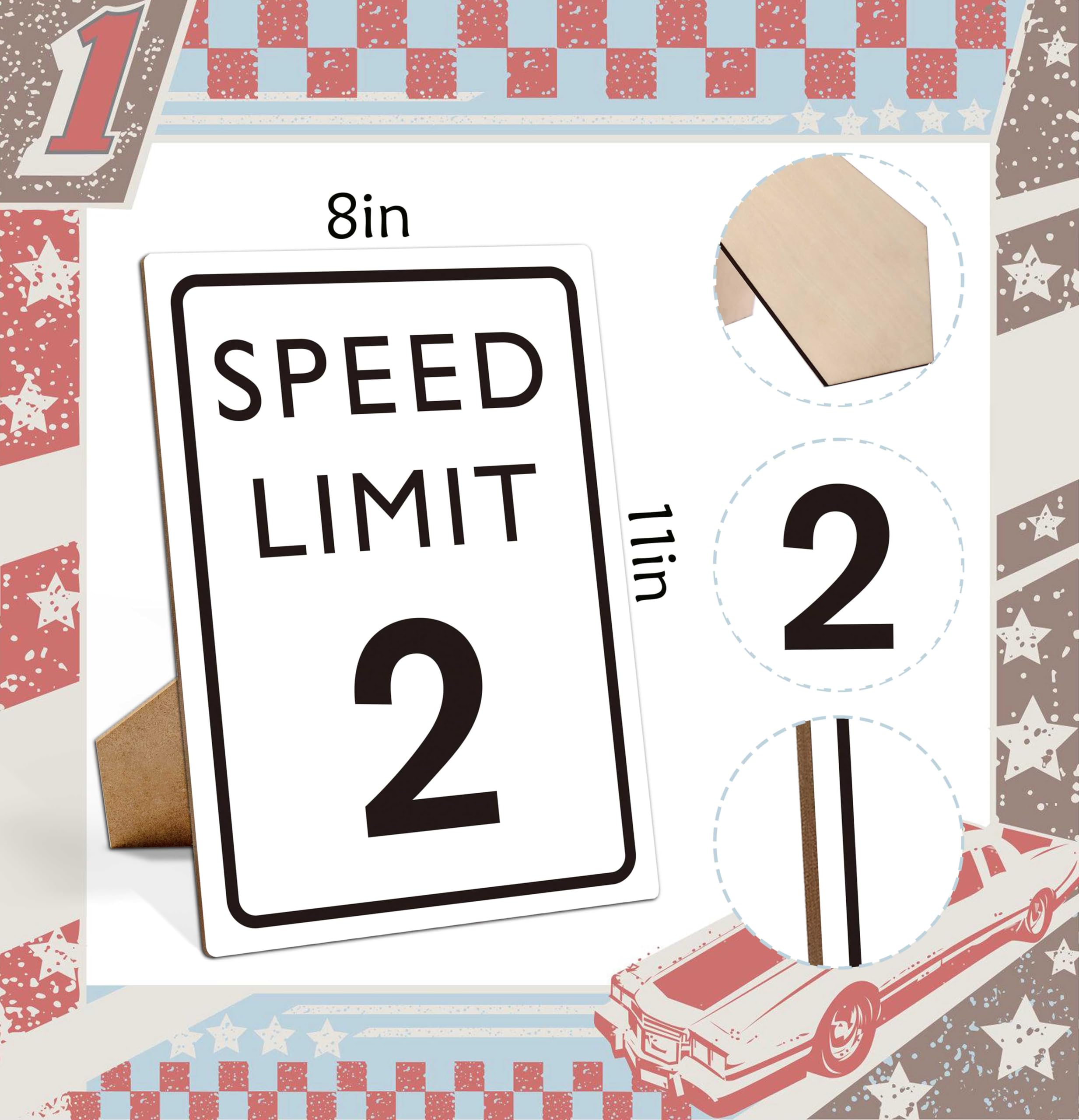 Race Car Birthday Decor, Speed Limit Sign, Fast Two, Birthday Party Decorations, 811 Wooden Play Sign With Stand, Let s Go Racin
