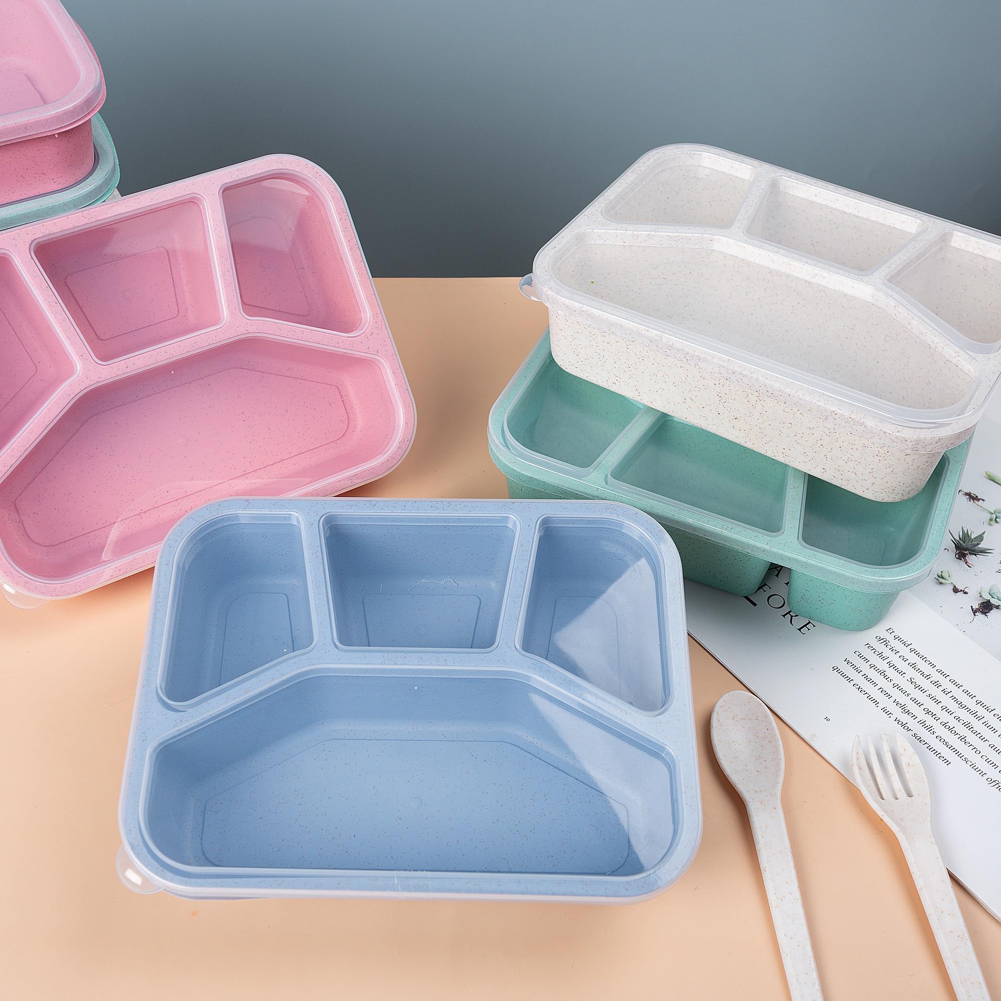 Meal Prep Containers Reusable - 4 Pack Bento Lunch Box, 4-Compartment Snackle Box For School Work Travel, Lunch Containers For A