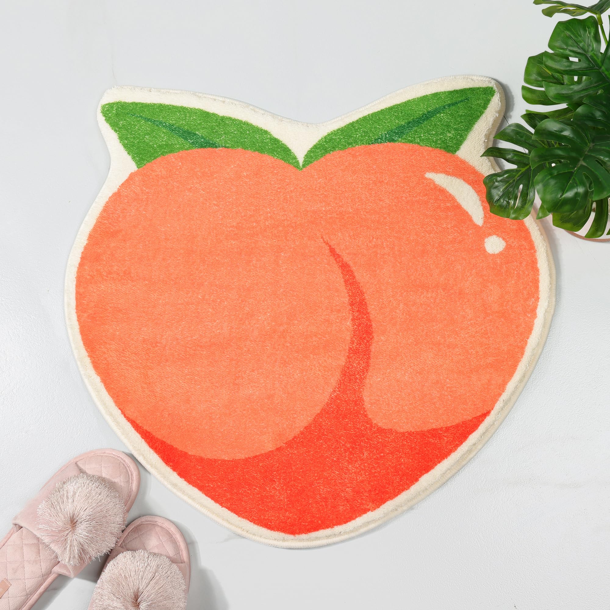 FROZZUR Fruit Peach Bathroom Rug  Peachy Clean Bedroom Floor Mat Non Slip Round Shaped Washable Living Room Rug Bathroom Tub Kitchen Rug Christmas Decor