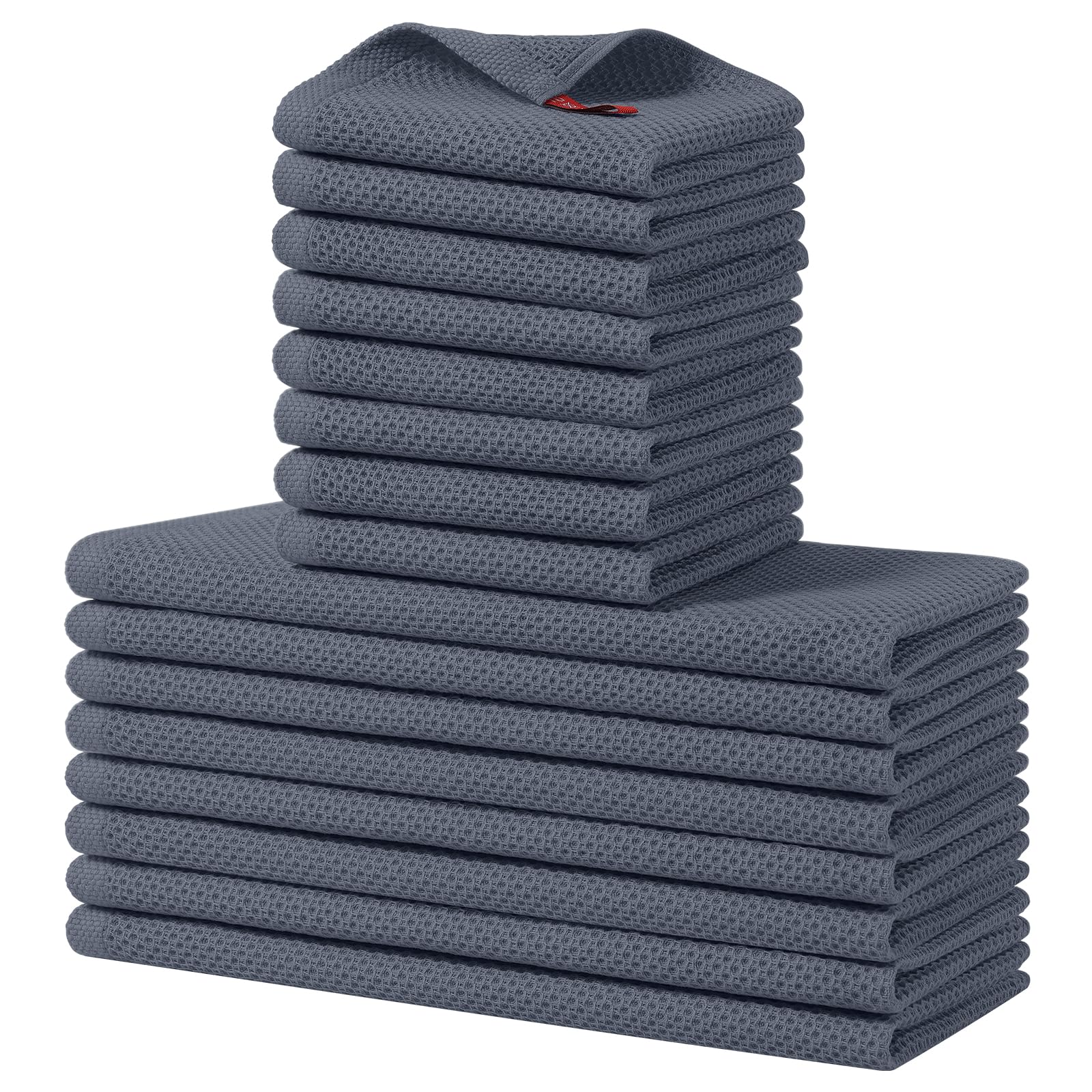 Homaxy 100% Cotton Kitchen Towels and Dishcloths Set, 12 x 12 Inches and 13 x 28 Inches, Set of 16 Bulk Kitchen Towels Set, Ultr