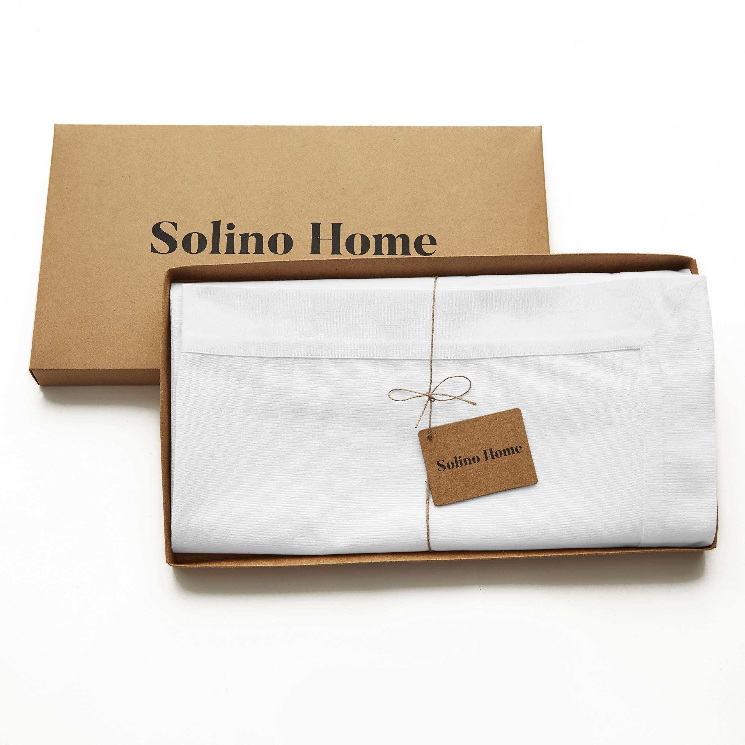 Solino Home White Tablecloth 60 x 84 Inch - Dru Cotton Linen Table Cloth for Rectangle Tables - Machine Washable Tablecloth for