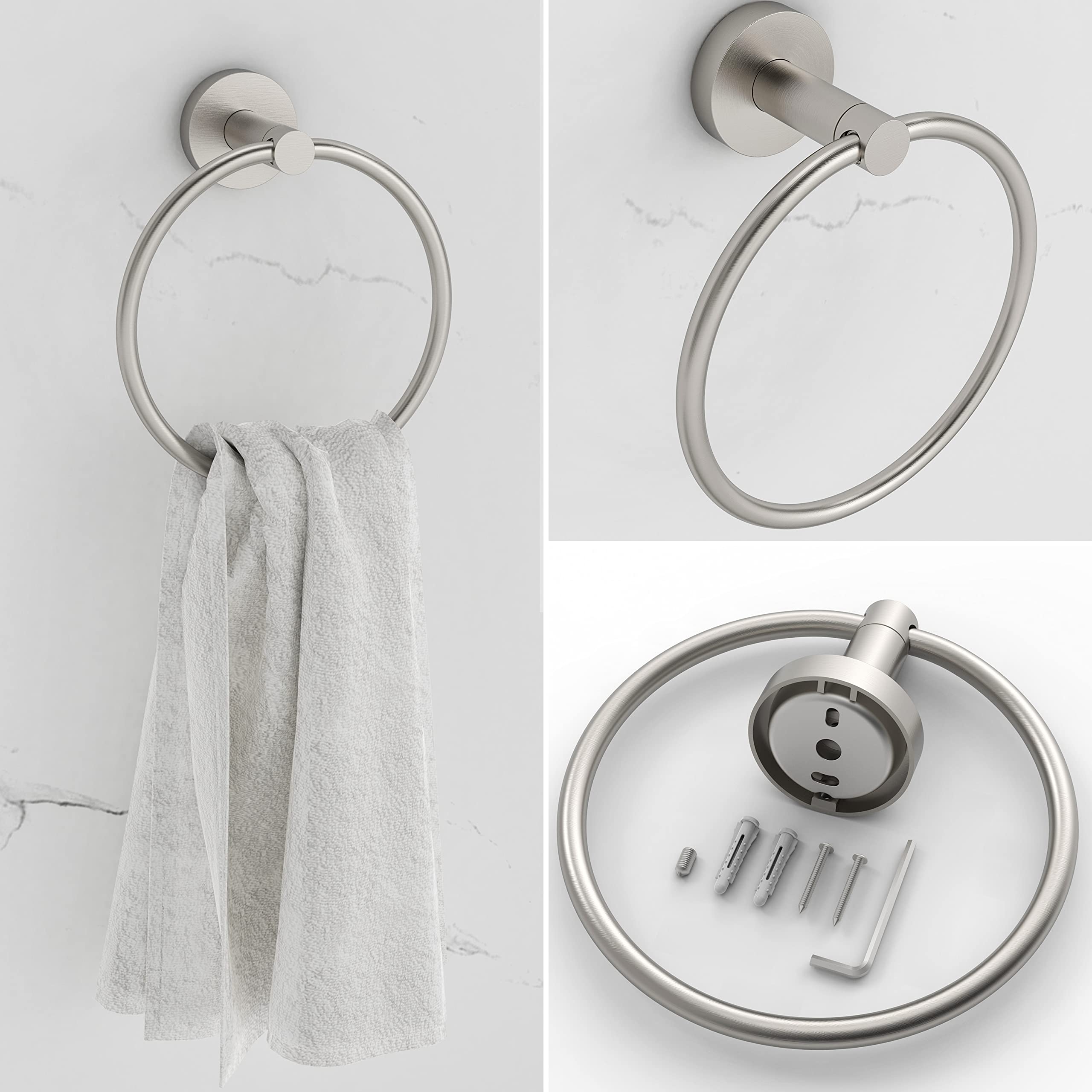 Rarxtr 3Pc Bathroom Hardware Set With Brushed Toilet Paper Holder & Towel Ring & Towel Bar Sus304 Stainless Steel Toilet Paper R