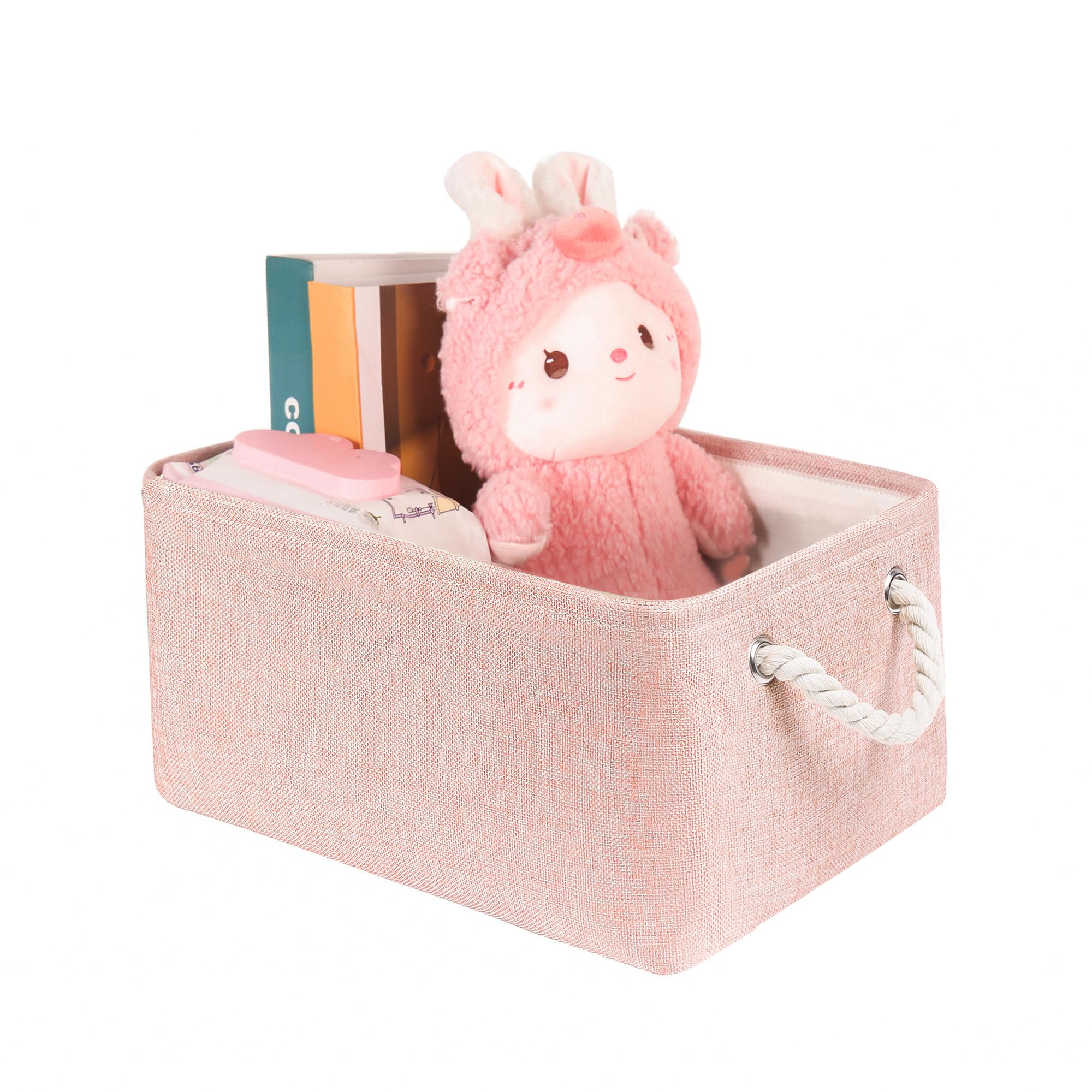 Lordcom Storage Bins With Sturdy Cotton Handles(1 Pack), Fabric Storage Baskets For Organizing Use For Office & Home, Book, Clot