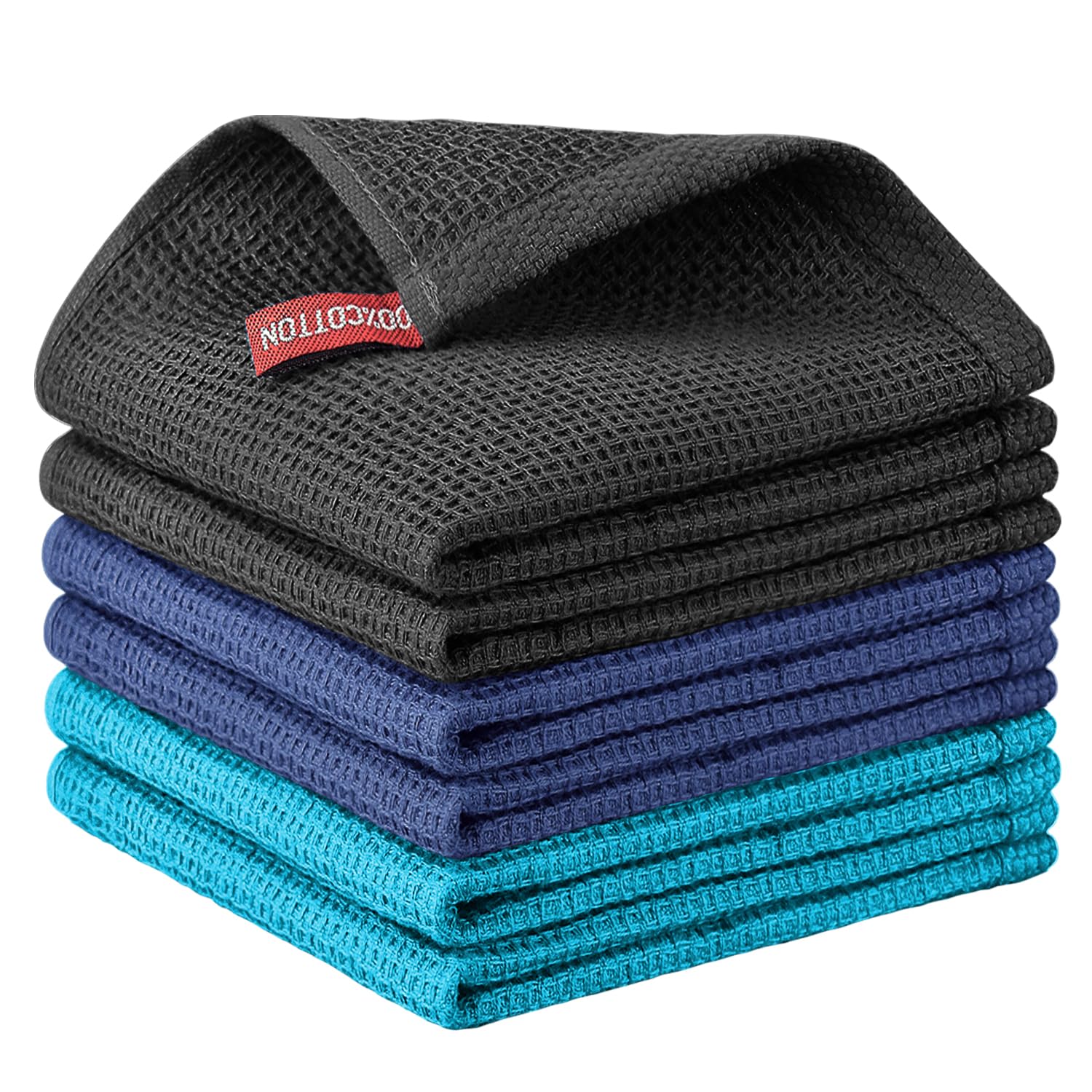 Nialnant 6 Pack Kitchen Towels, 100% Cotton Dish Cloth for Washing Dishes, Absorbent Quick Drying Dish Rags, Multipurpose Cleani