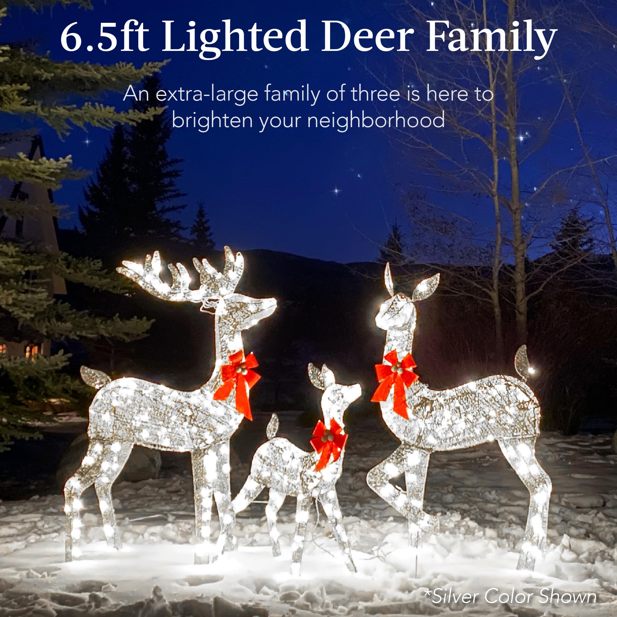 Best Choice Products 3-Piece Large Lighted Christmas Deer Family Set 6.5ft Outdoor Yard Decoration with 385 LED Lights, Stakes,