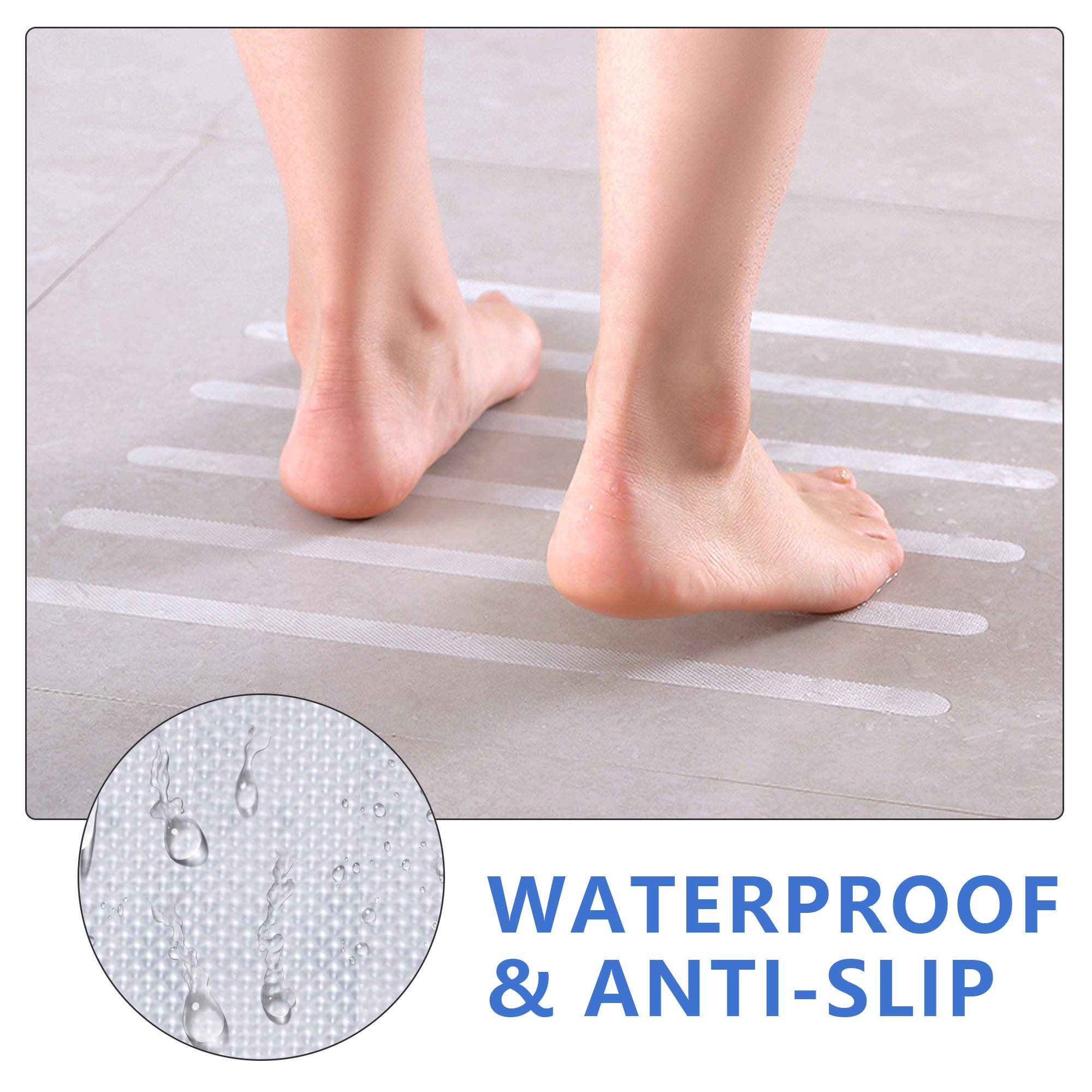 Supkiir Bathtub Non Slip Stickers, 24 Pcs Anti Slip Adhesive Shower Treads With Scraper For Bath, Tub, Shower, Pool, Stairs, Lad