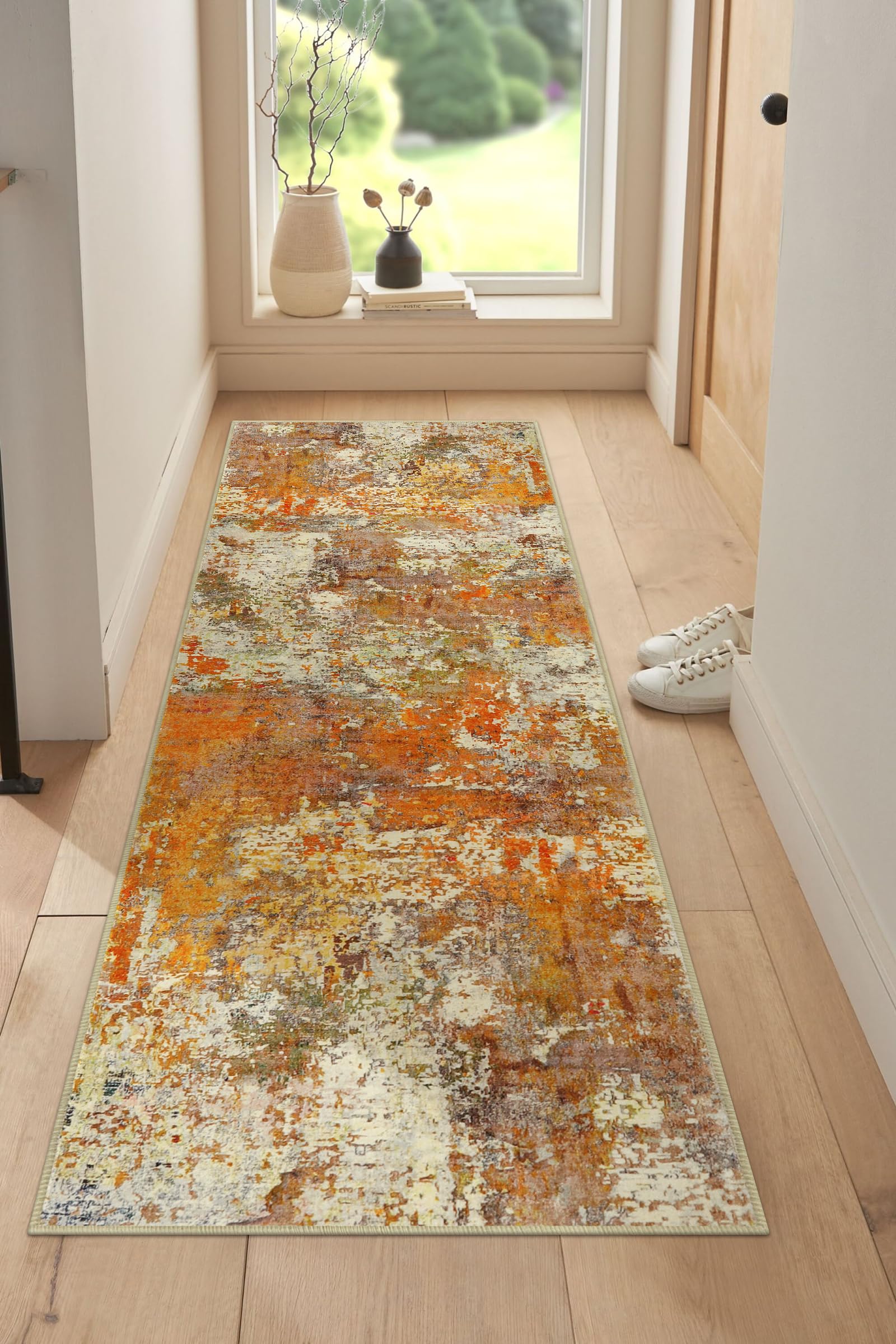 Lahome Modern Abstract Runner Rug - 2x6 Hallway Runner Rugs Long Bathroom Runner Washable Carpet Runner, Contemporary Soft Non S