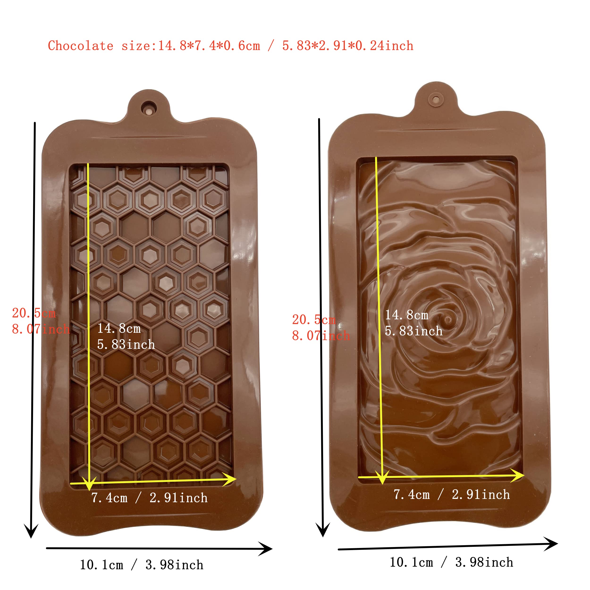 4 Piece Chocolate Bar Mold Silicone Energy Bar Making Non-Stick Protein Bar Moulds Rose Honeycomb Shape Candy Ice Diy Tool