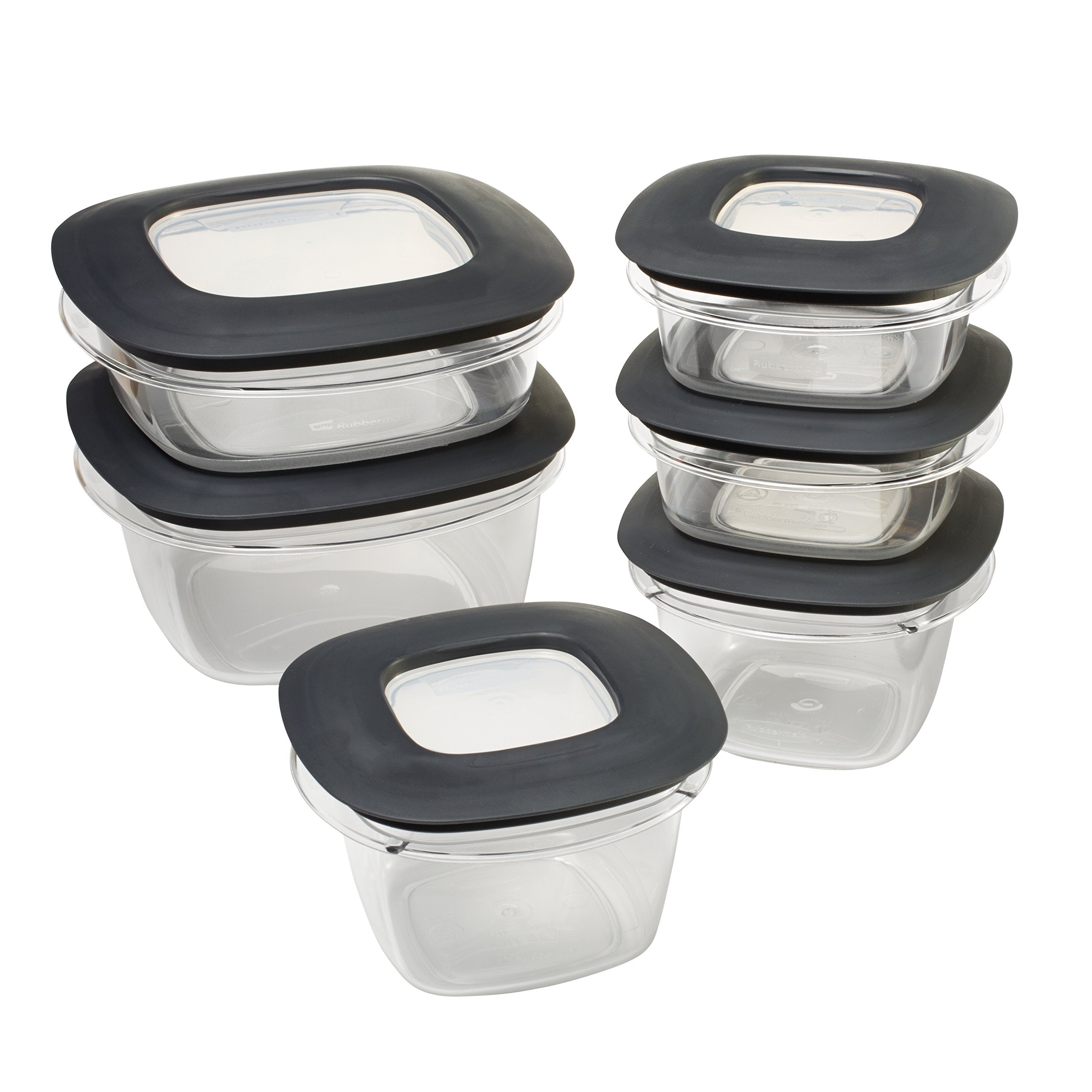 Rubbermaid Premier Easy Find Lids Meal Prep And Food Storage Containers, Set Of 6 (12 Pieces Total), Grey |Bpa-Free & Stain Resi