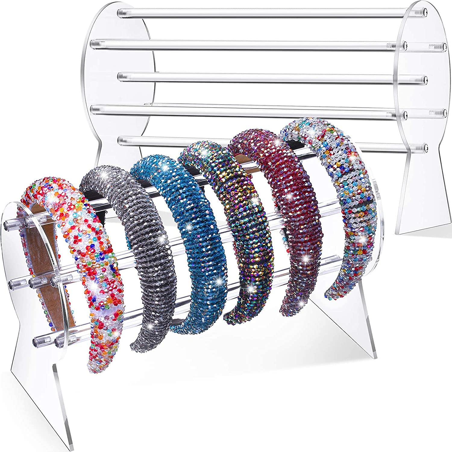 Fanassyy Set 2 Of Clear Headband Holder Organizer Acrylic Headband And Scrunchie Holder Organizer For Women Headband And Hair Ti