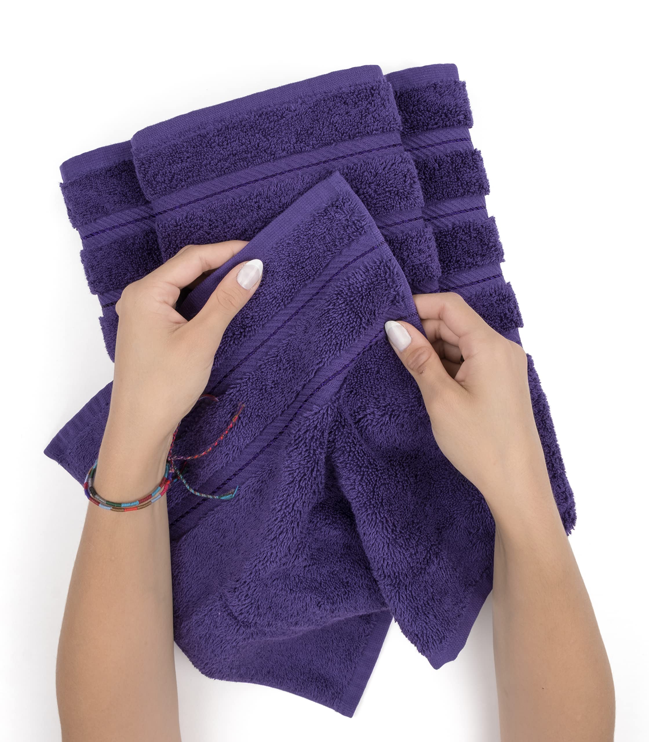 American Soft Linen Luxury 3 Piece Towel Sets  1 Bath Towel 1 Hand Towel 1 Washcloth  100% Turkish Cotton Towels for Bathroom  Purple Towel Set