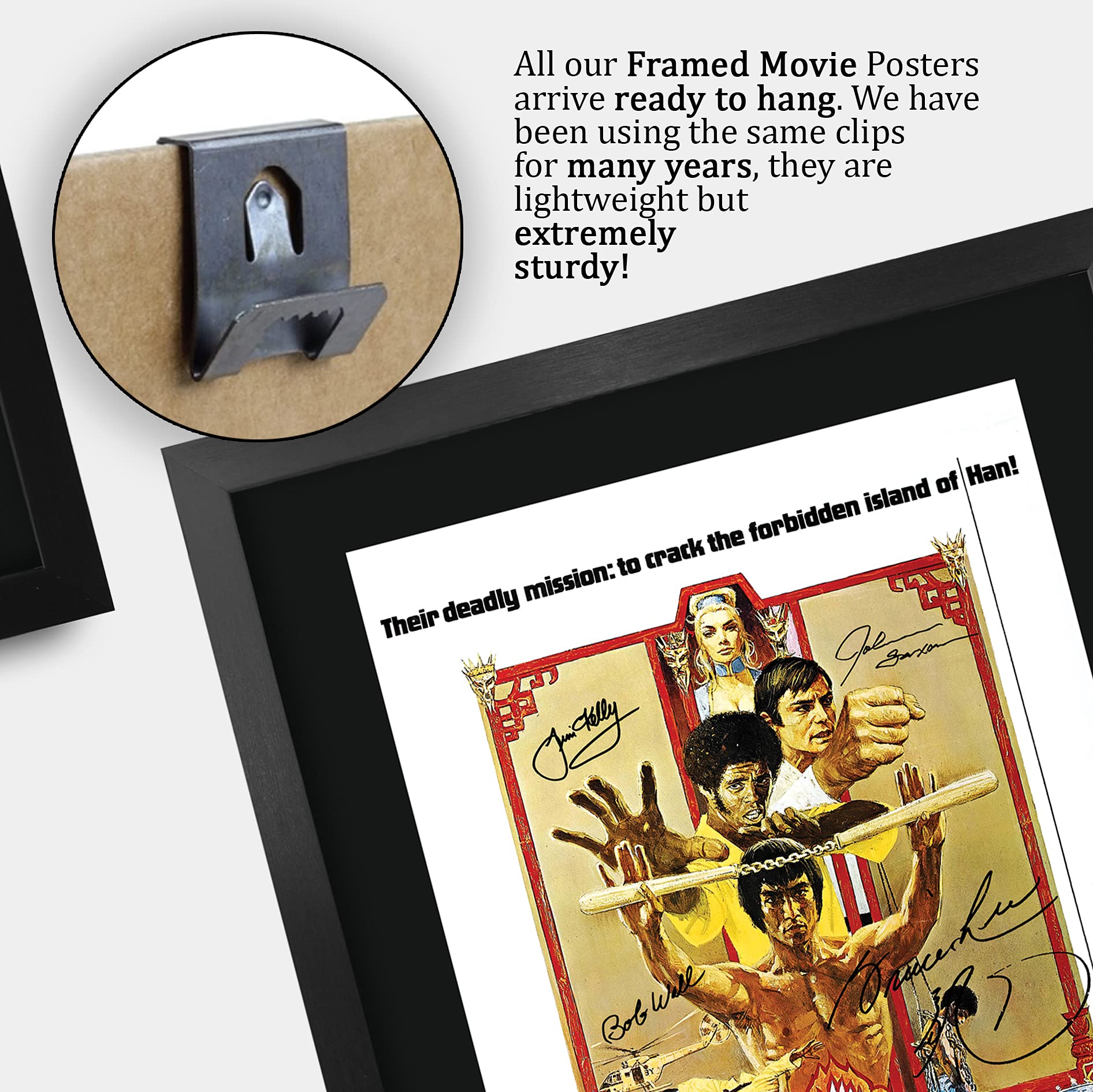 Hwc Trading Enter The Dragon Movie Poster Bruce Lee Signed 16 X 12 Inch Framed Gift Printed Autograph Film Print Photo Picture D