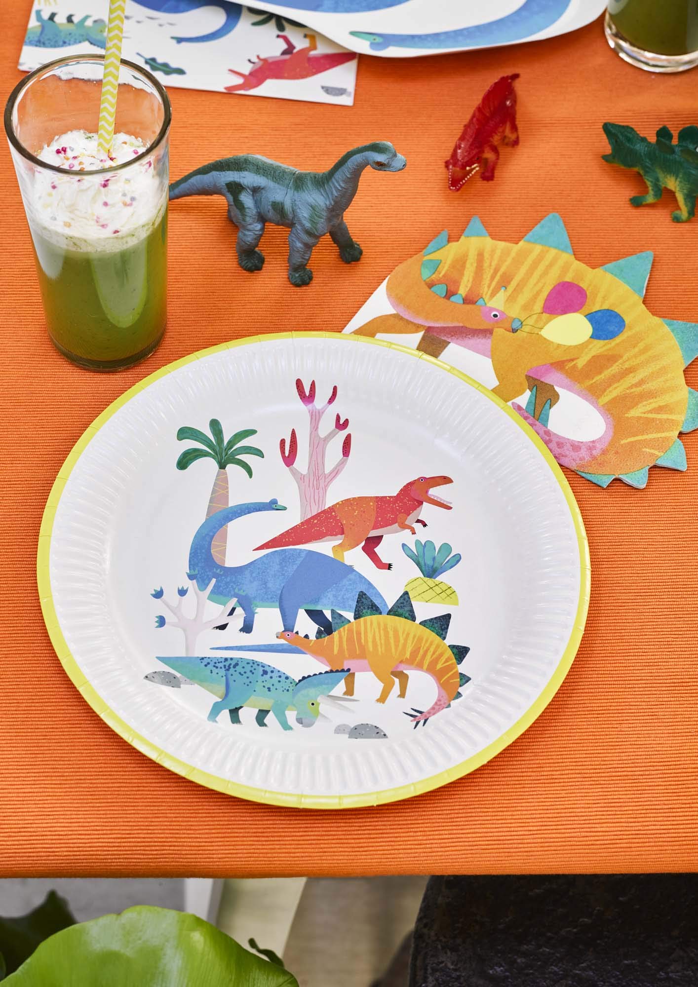 Talking Tables Dinosaur Napkins Birthday Party Table Decorations, Pack Of 16, 13'' X 10'',, Orange