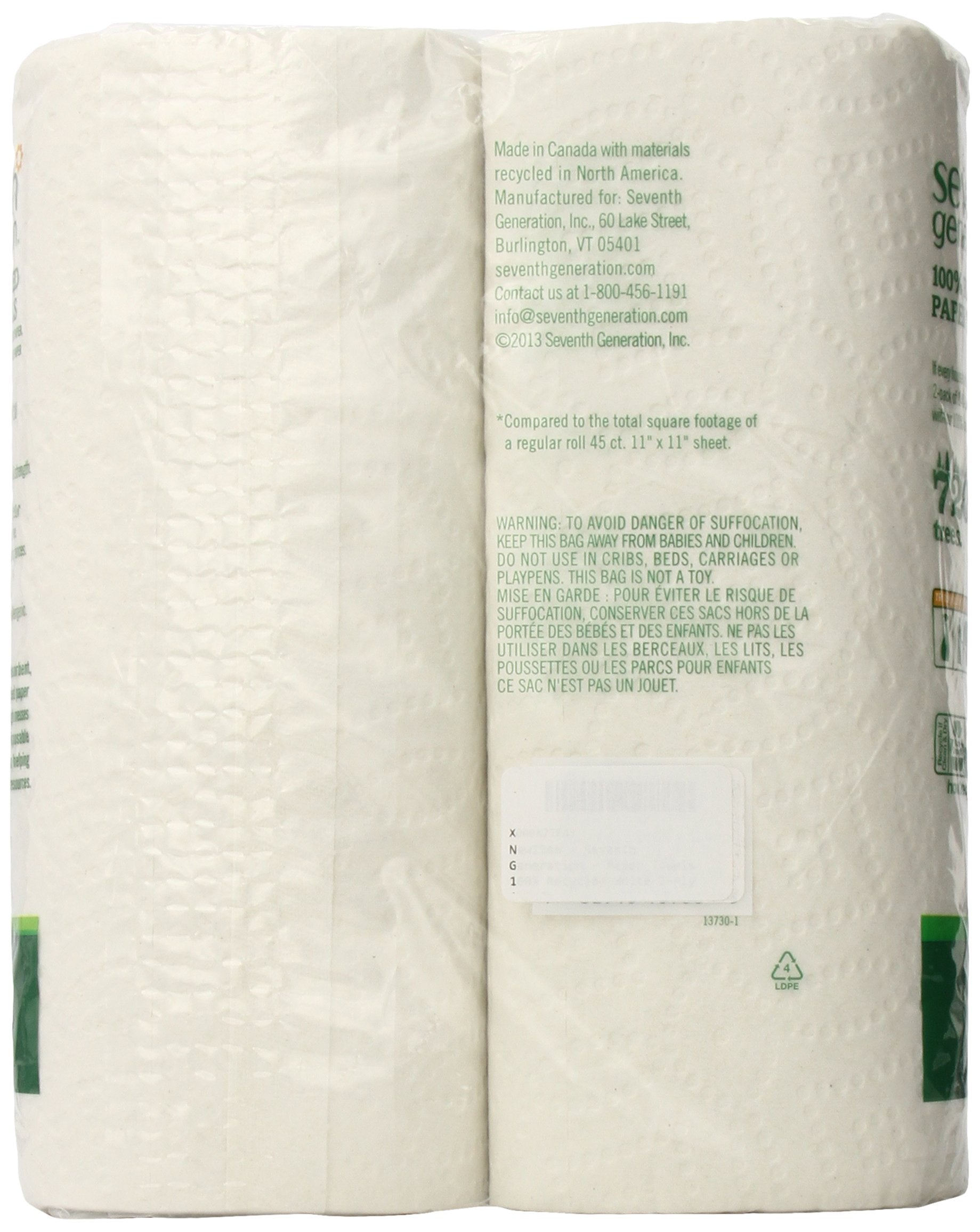 Seventh Generation Paper Towels Regular Roll, 140 Sheets, White, 1 Pack