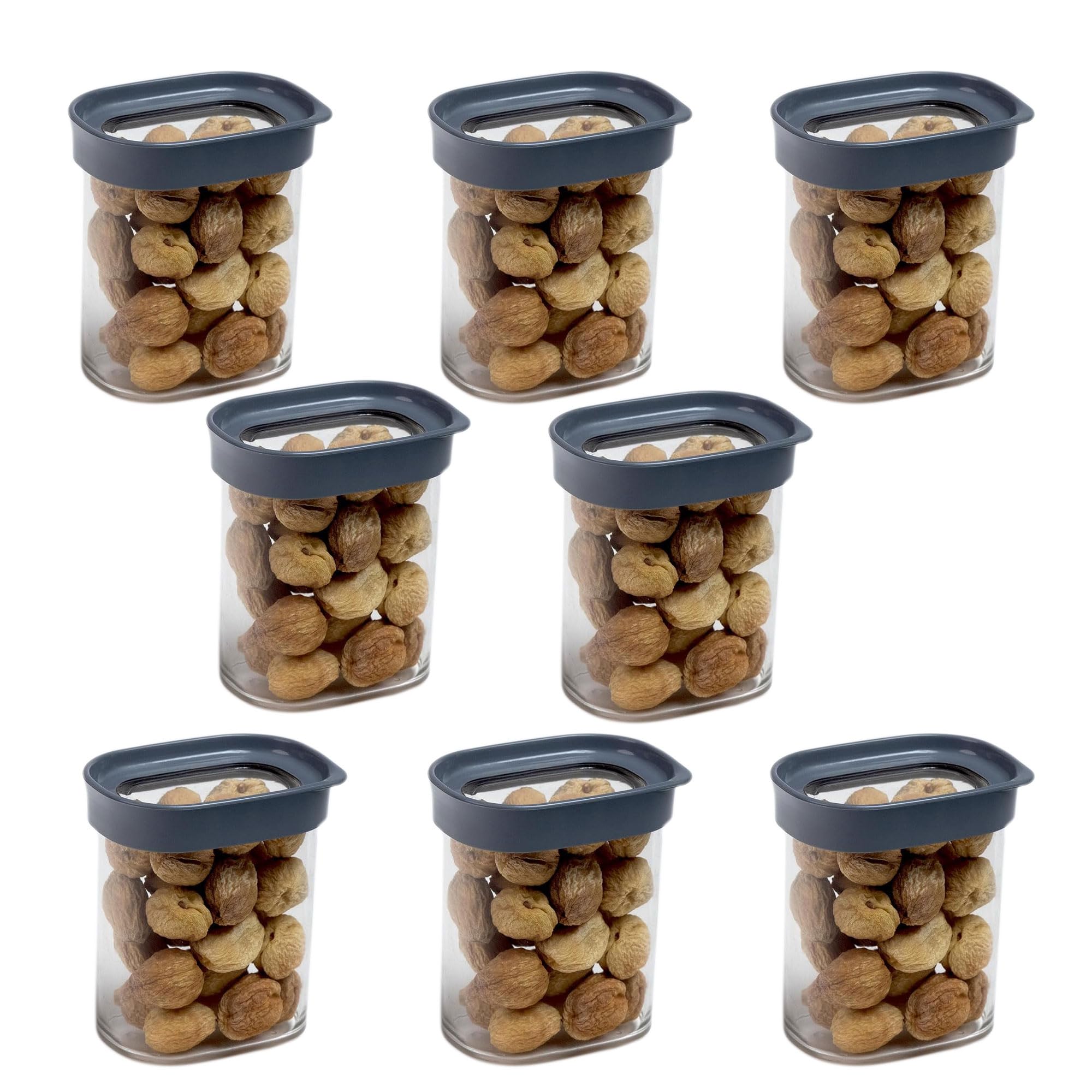 Stacpro Airtight Kitchen Containers 400 Ml, Grey Pack Of 8 | Bpa Free Stackable Jar, Modular Storage, Pantry Organiser, Fridge &