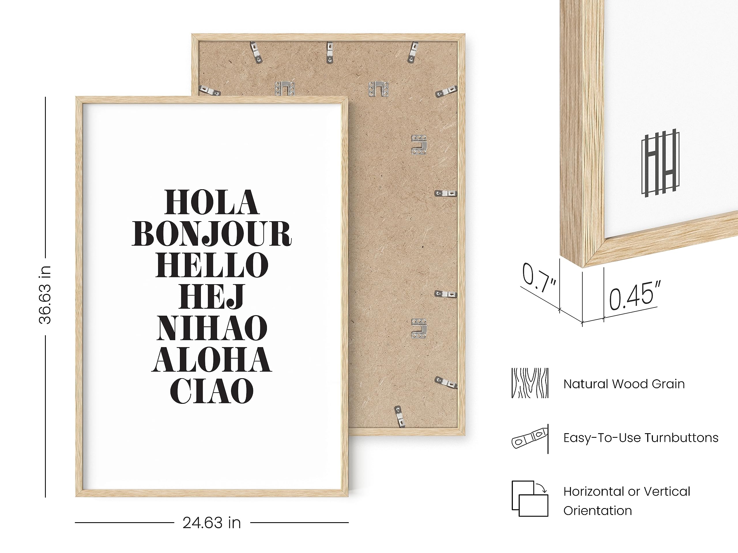 Ripgrip Hello In Different Words Art Print - Minimalist Themed Home Office Apartment Wall Decor, Black And White Typography Post